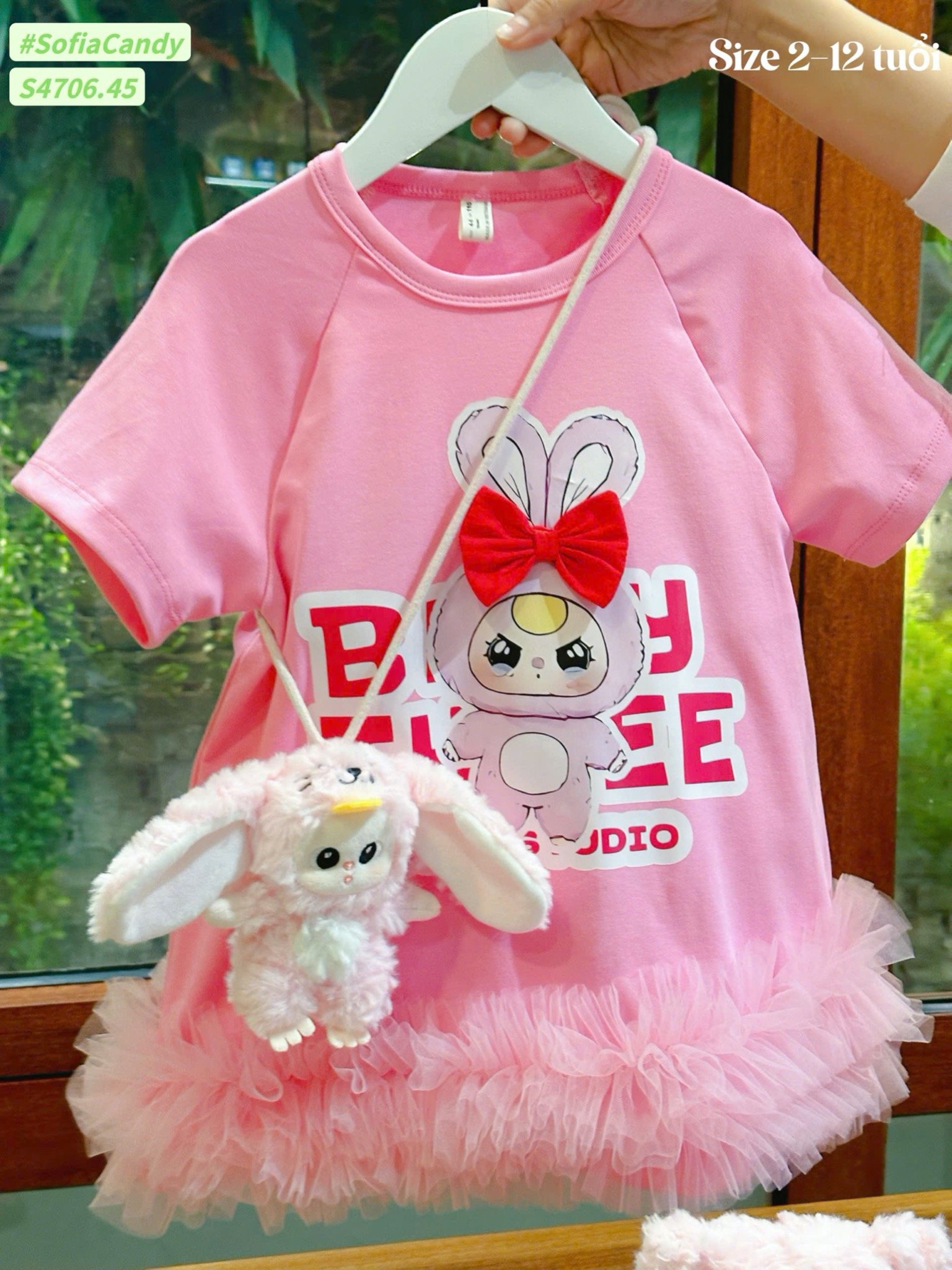 S4706 - Váy Sofia Candy Baby Three màu hồng nhạt bé gái size 2-12y