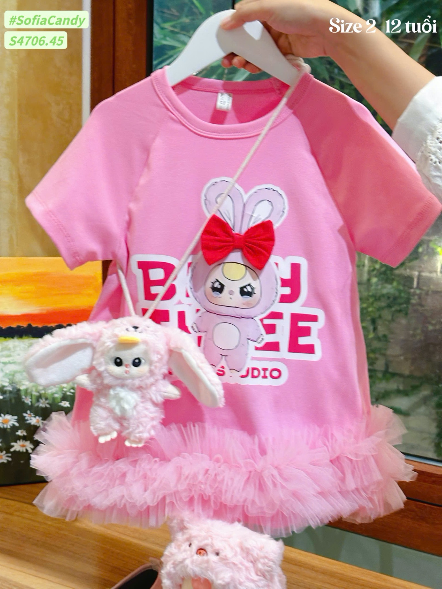 S4706 - Váy Sofia Candy Baby Three màu hồng nhạt bé gái size 2-12y