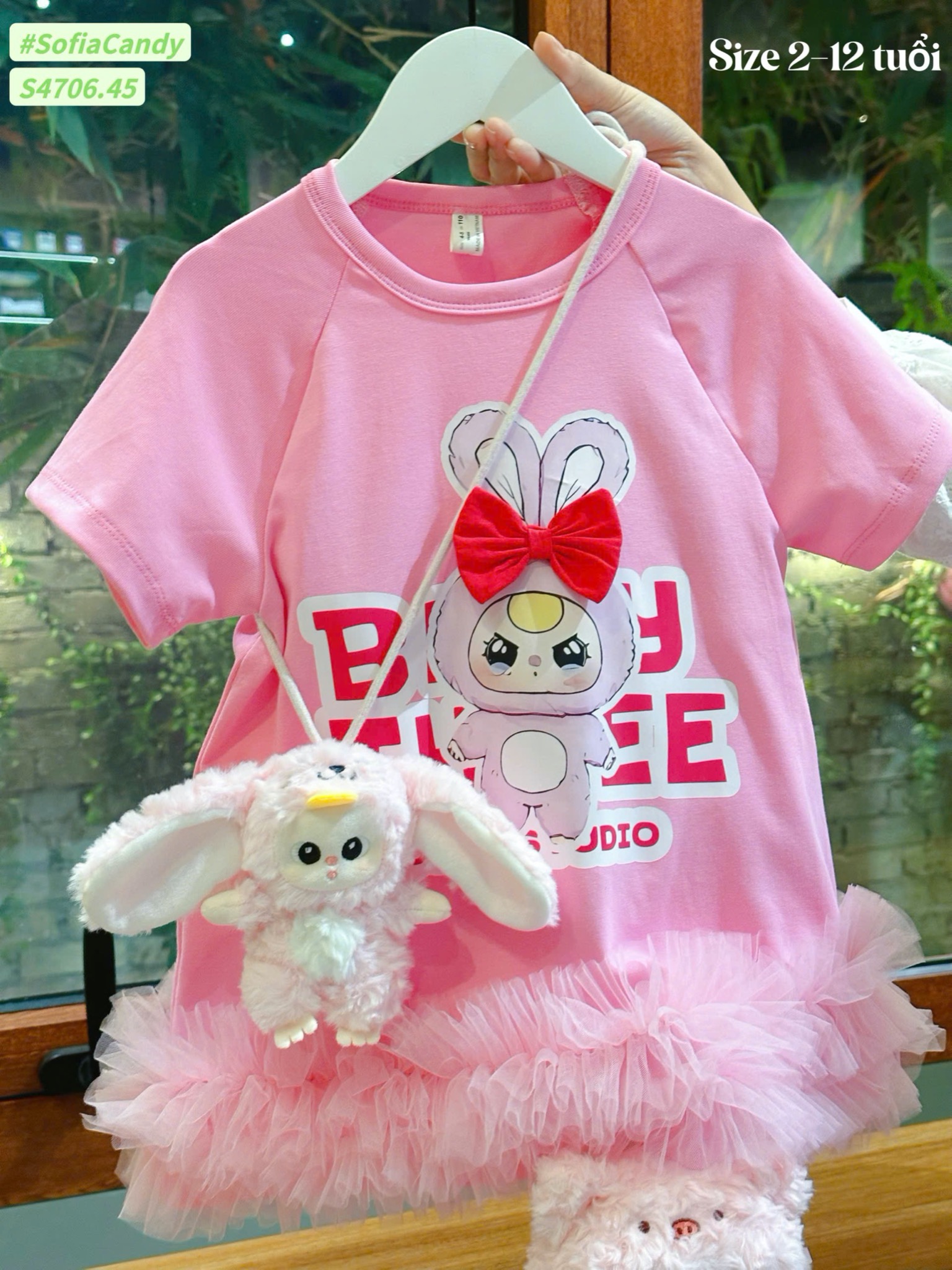 S4706 - Váy Sofia Candy Baby Three màu hồng nhạt bé gái size 2-12y