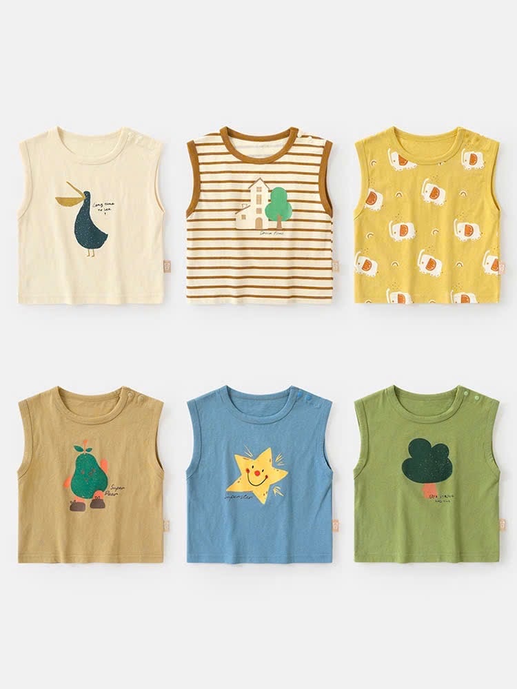 Áo ba lỗ cotton Cutepanda nhiều màu cho bé size 90-120