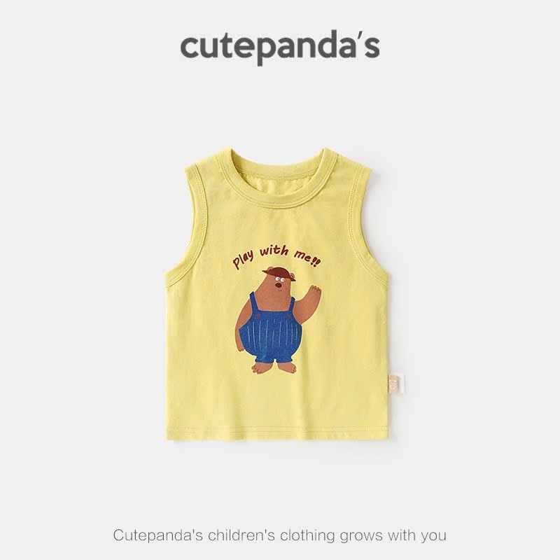 Áo ba lỗ cotton Cutepanda nhiều màu cho bé size 90-120