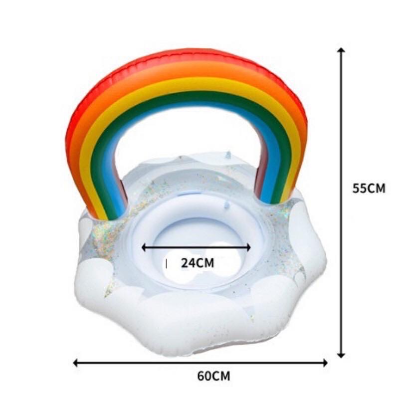 Phao bơi ngồi màu trắng cầu vồng