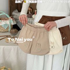 600676 - Quần short kaki QC đáp hình thỏ nhiều màu bé gái size 90-130
