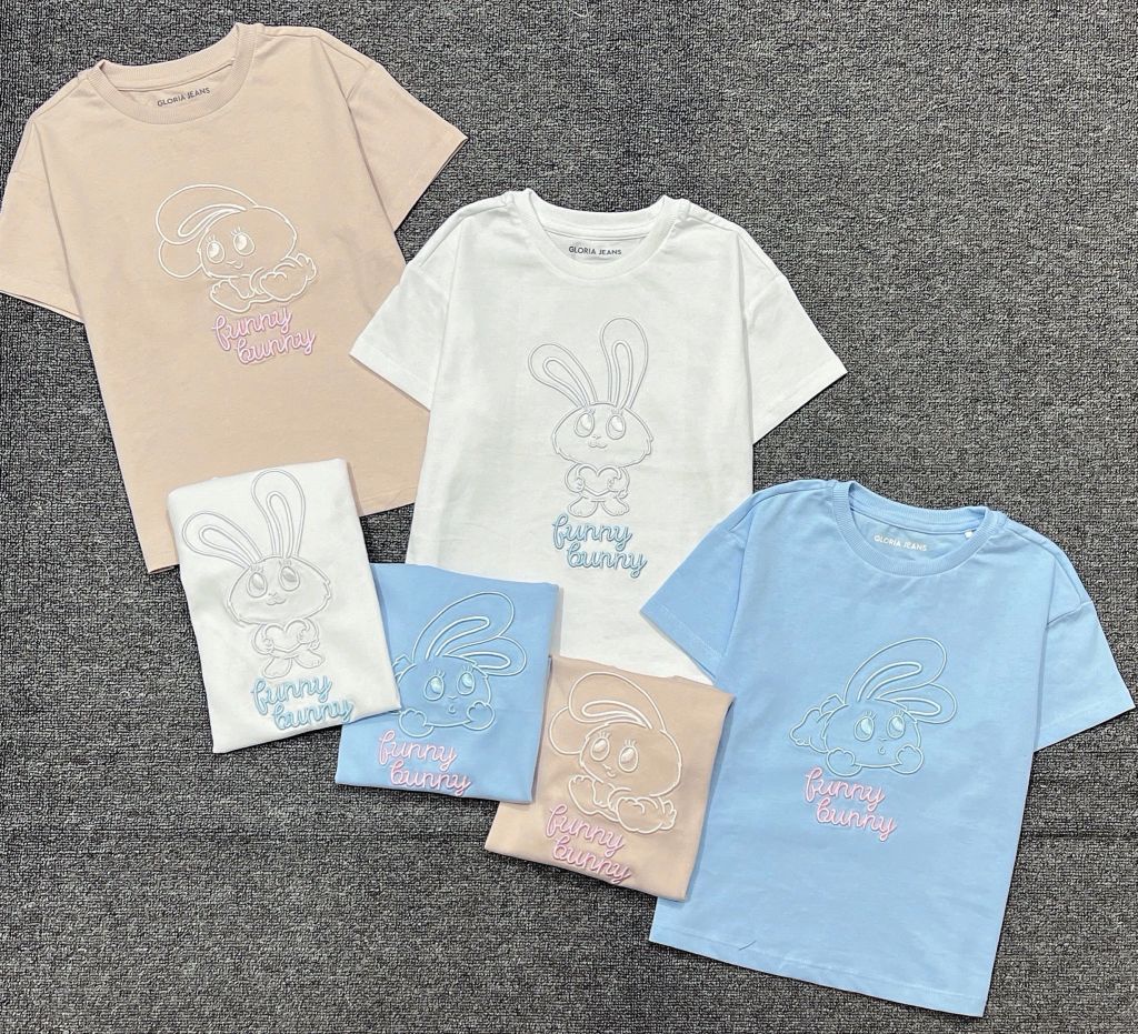 Áo cotton GGJJ thỏ bunny nhiều màu cho bé gái size 2-8y