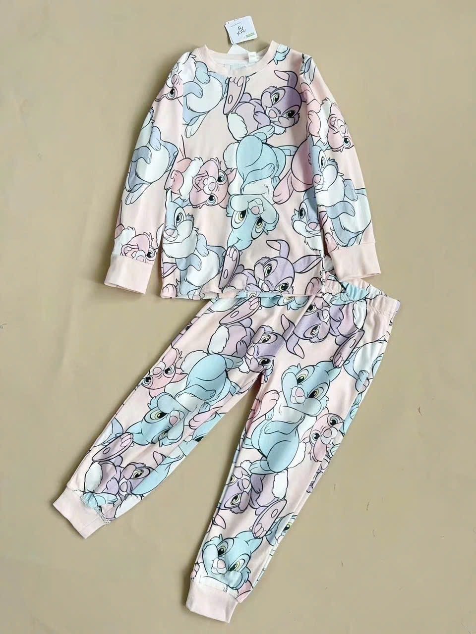Bộ cotton Delta dư xịn hoạ tiết thỏ bunny bé gái size 2-14y