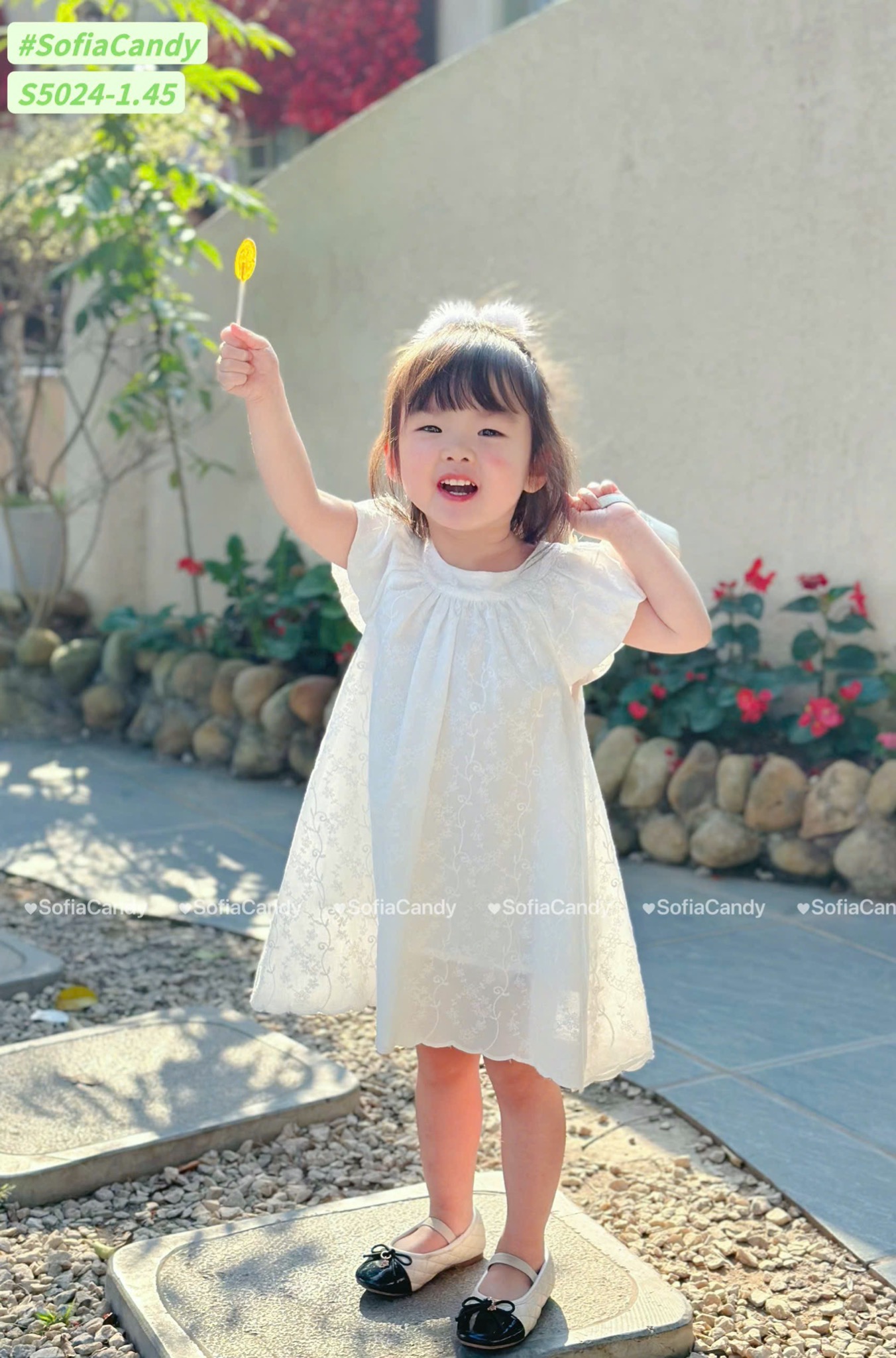 S5024 - Váy Sofia Candy cánh tiên thô hoa 2 màu trắng / hồng size 1 - 10y
