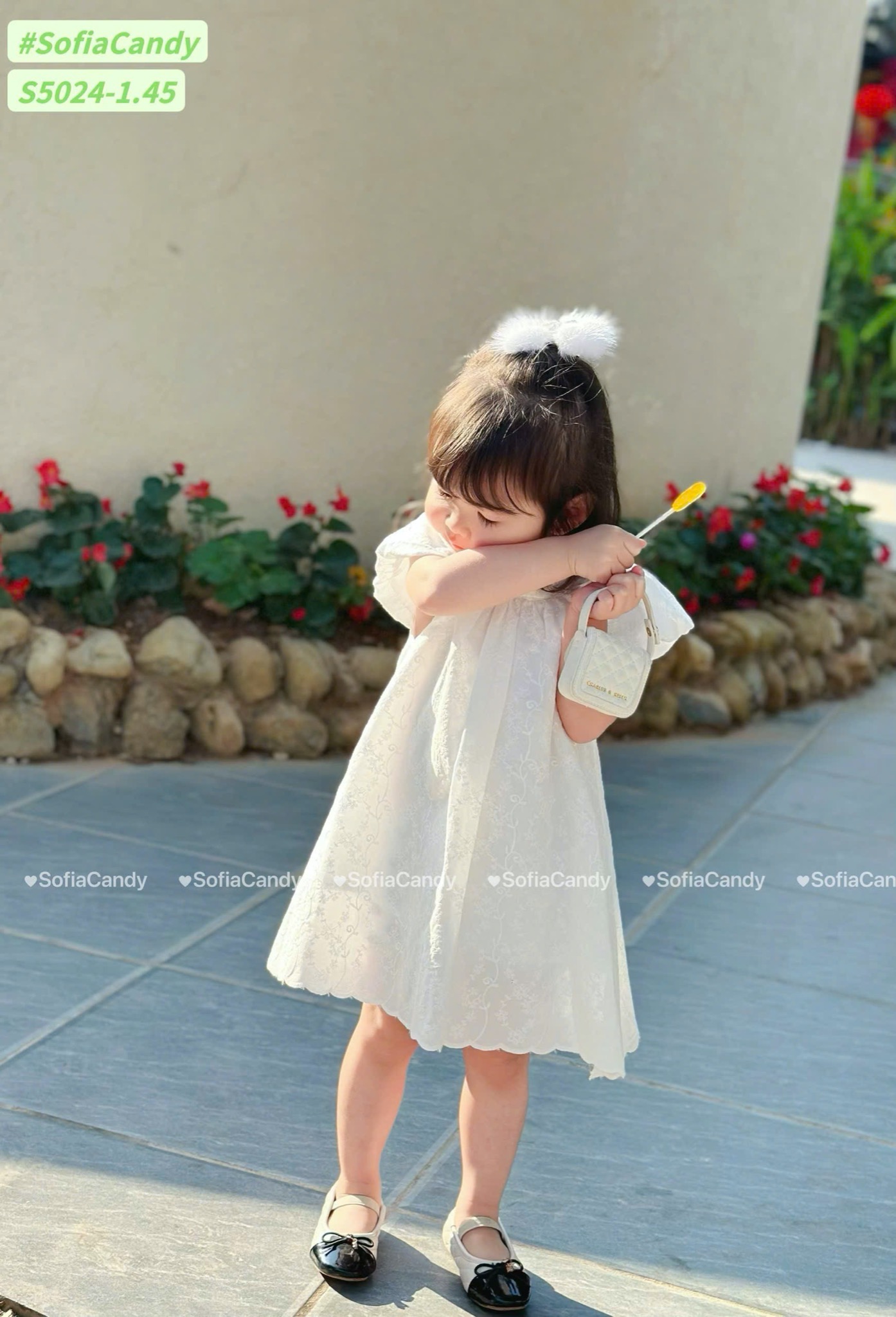 S5024 - Váy Sofia Candy cánh tiên thô hoa 2 màu trắng / hồng size 1 - 10y