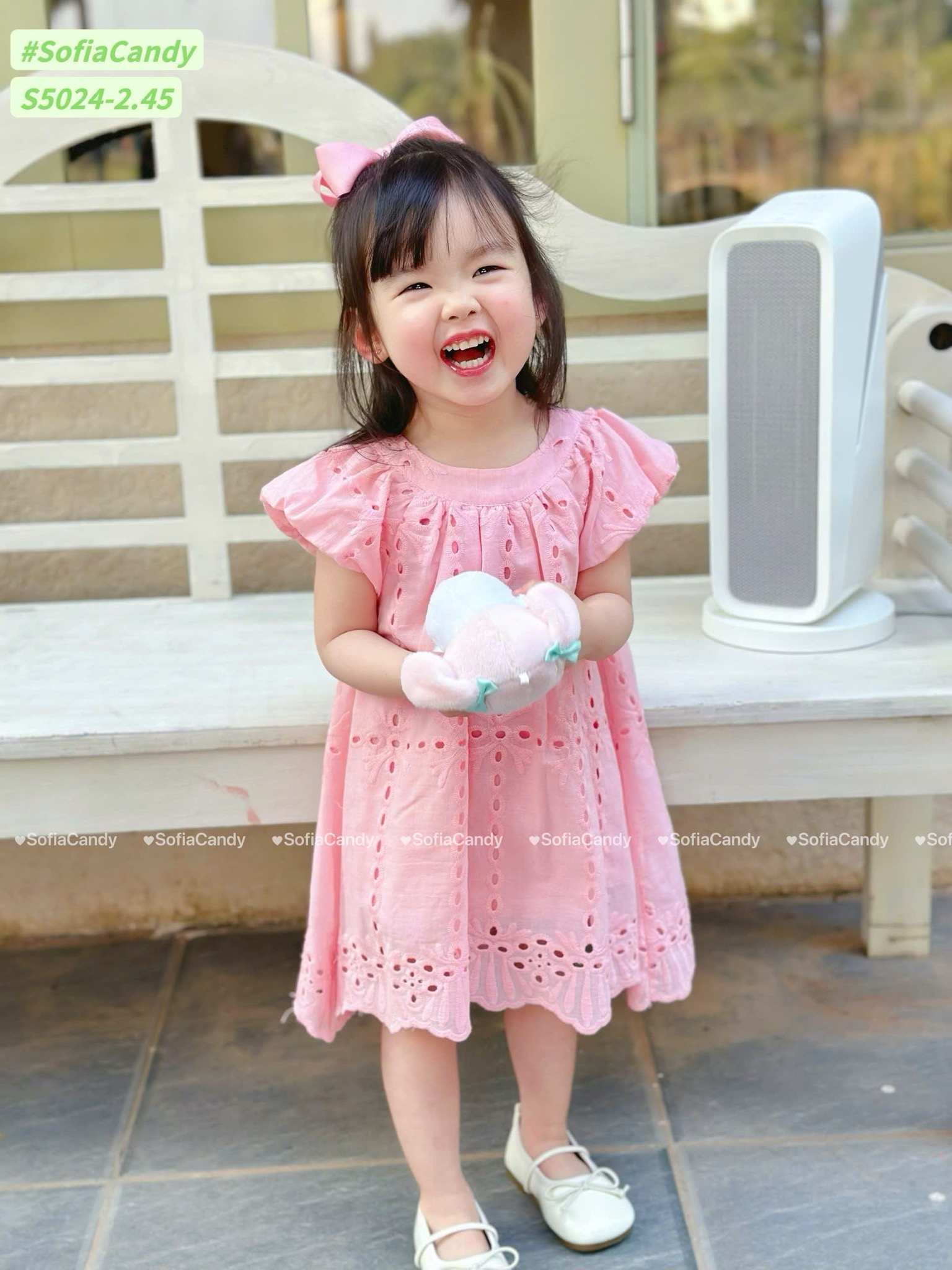 S5024 - Váy Sofia Candy cánh tiên thô hoa 2 màu trắng / hồng size 1 - 10y