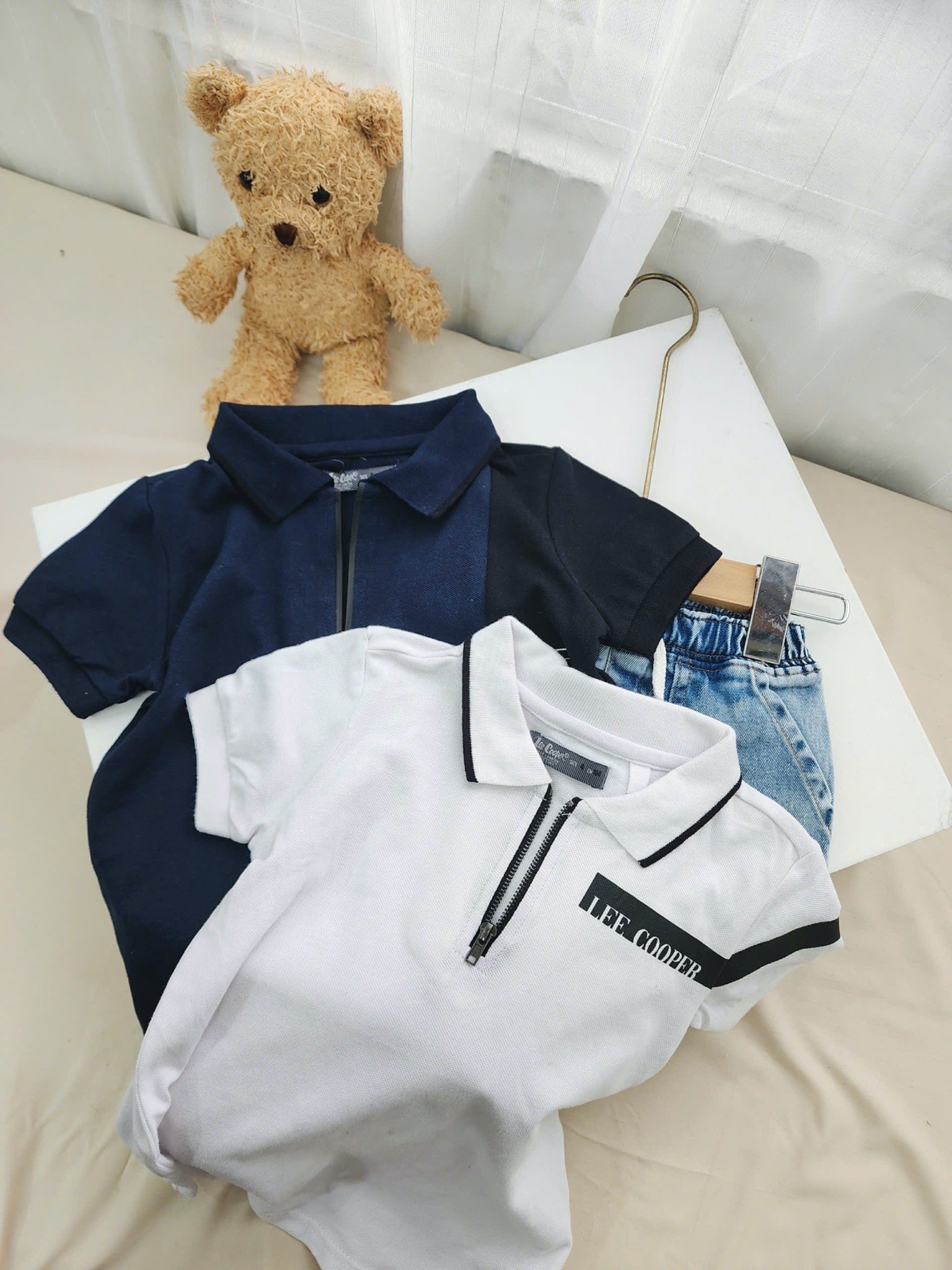 Áo polo cổ đức Lee.Cooper dư xịn 2 màu trắng, navy size 4-16y