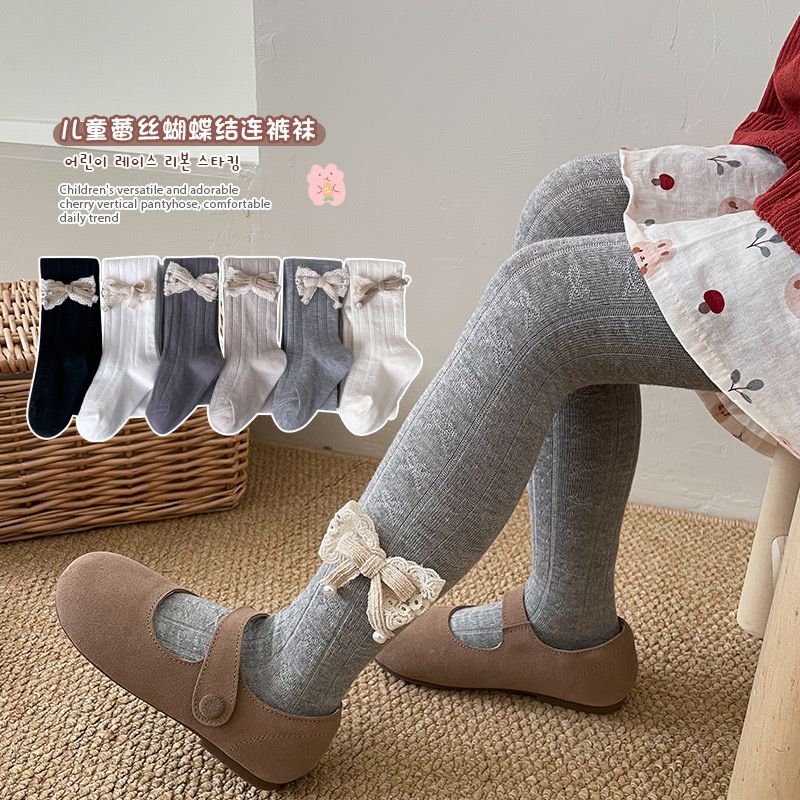 Quần tất đính nơ ren nhiều màu bé gái size XS - XXL (70-140cm)