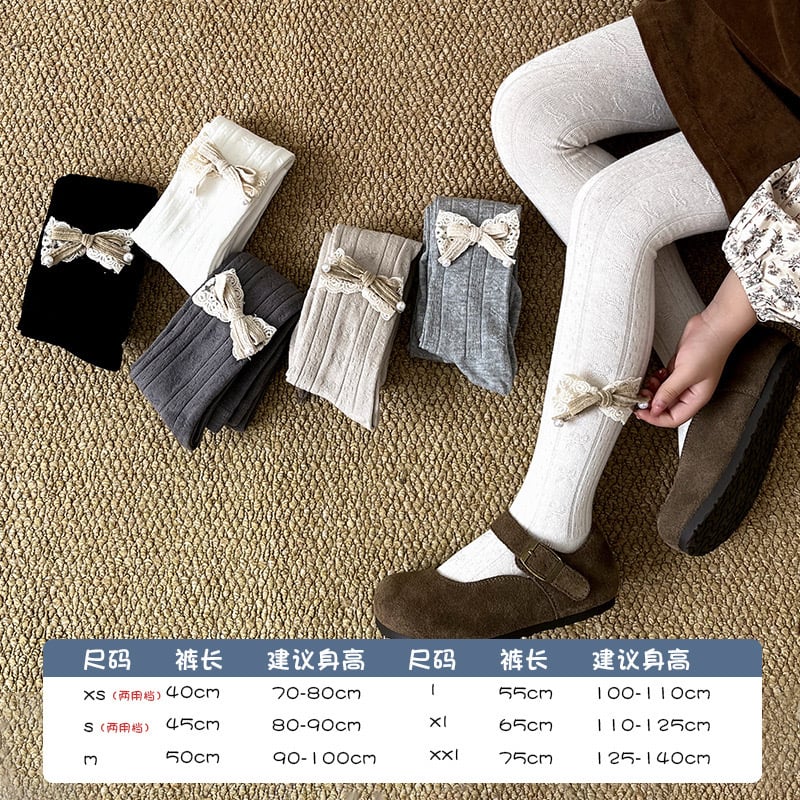 Quần tất đính nơ ren nhiều màu bé gái size XS - XXL (70-140cm)