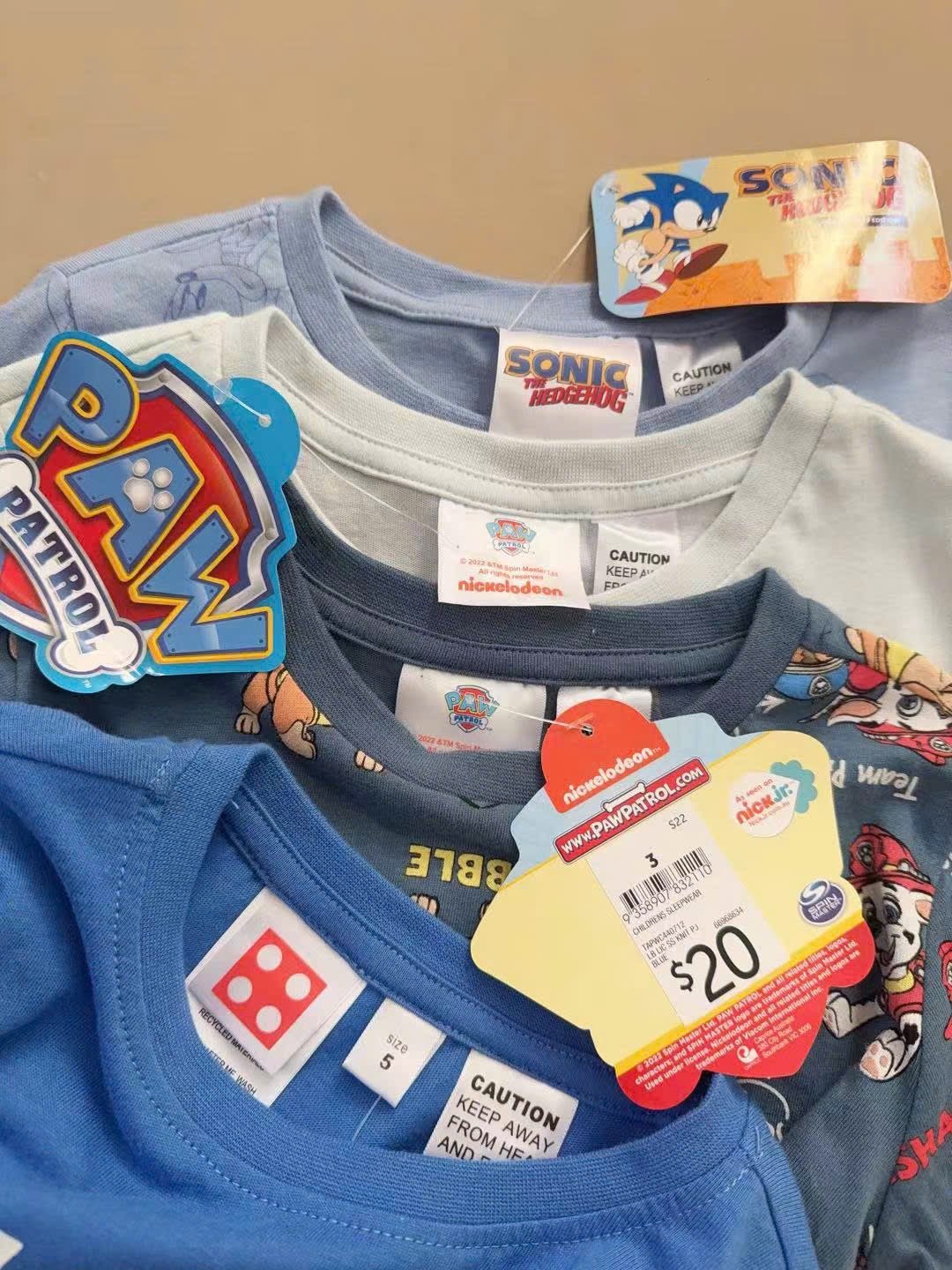 Bộ cotton dư xịn Sonic, Mario, Pawpatrol, Ô tô bé trai size 1-7y