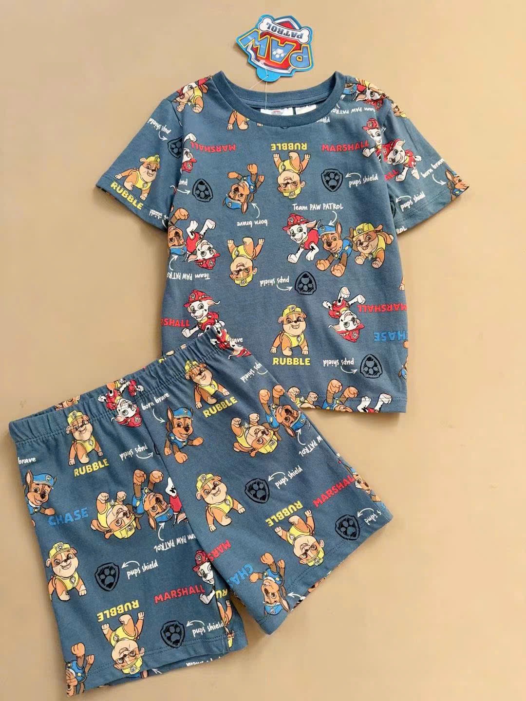 Bộ cotton dư xịn Sonic, Mario, Pawpatrol, Ô tô bé trai size 1-7y