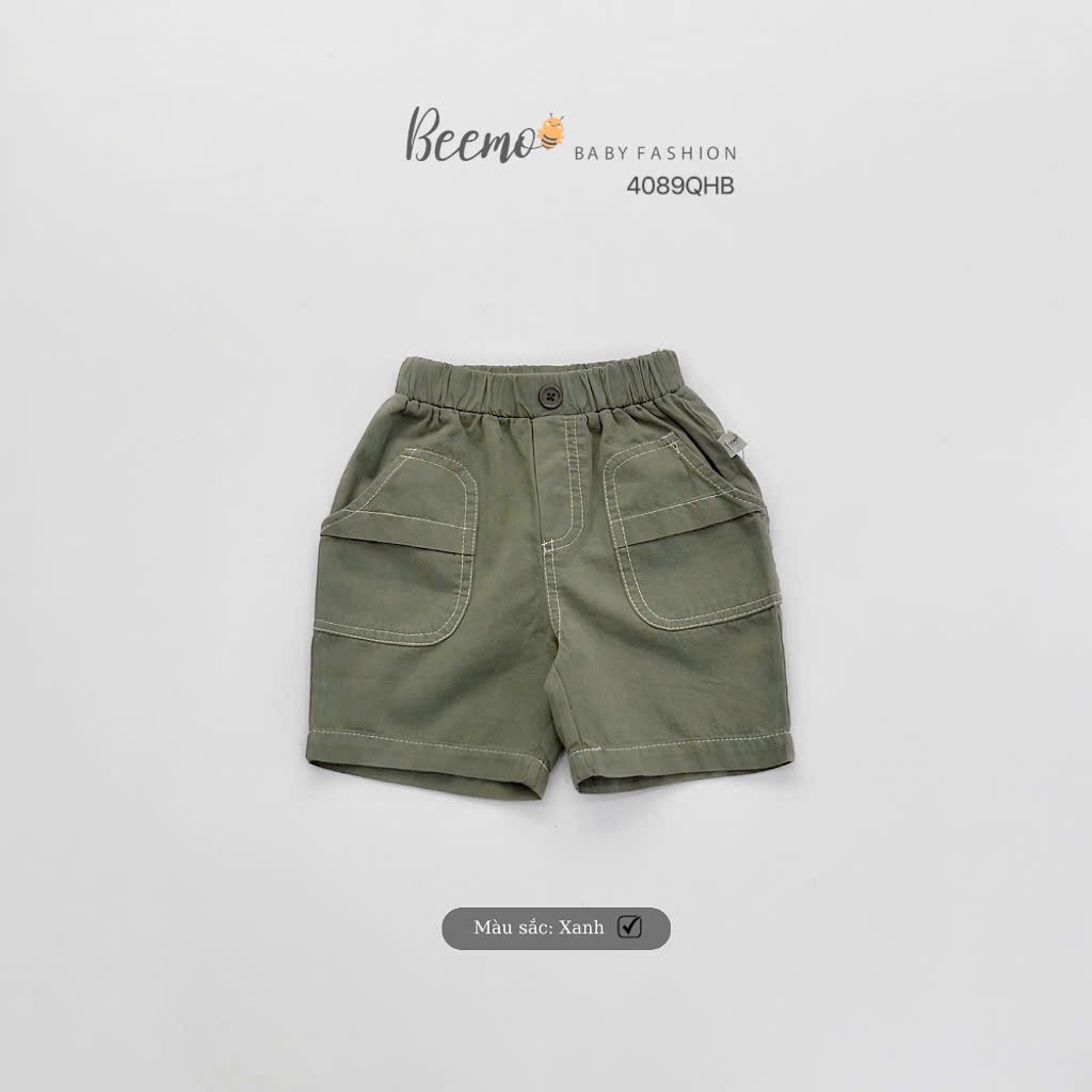 Quần short kaki Beemo chỉ nổi nhiều màu bé trai size 80-130