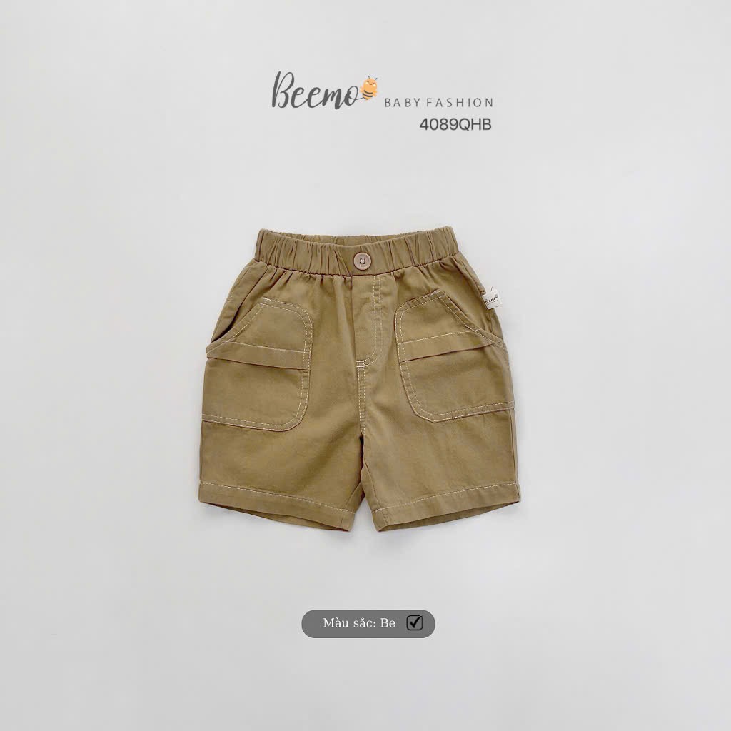 Quần short kaki Beemo chỉ nổi nhiều màu bé trai size 80-130
