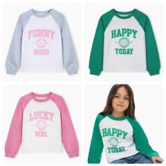 Áo cotton tay giác lăng nhiều màu bé gái size 3-9y