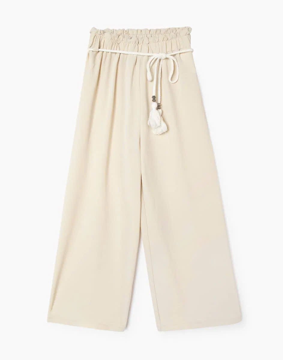 Quần ống suông GGJJ dư xịn vải đũi mềm kèm đai 2 màu be/mint bé gái size 8-14y