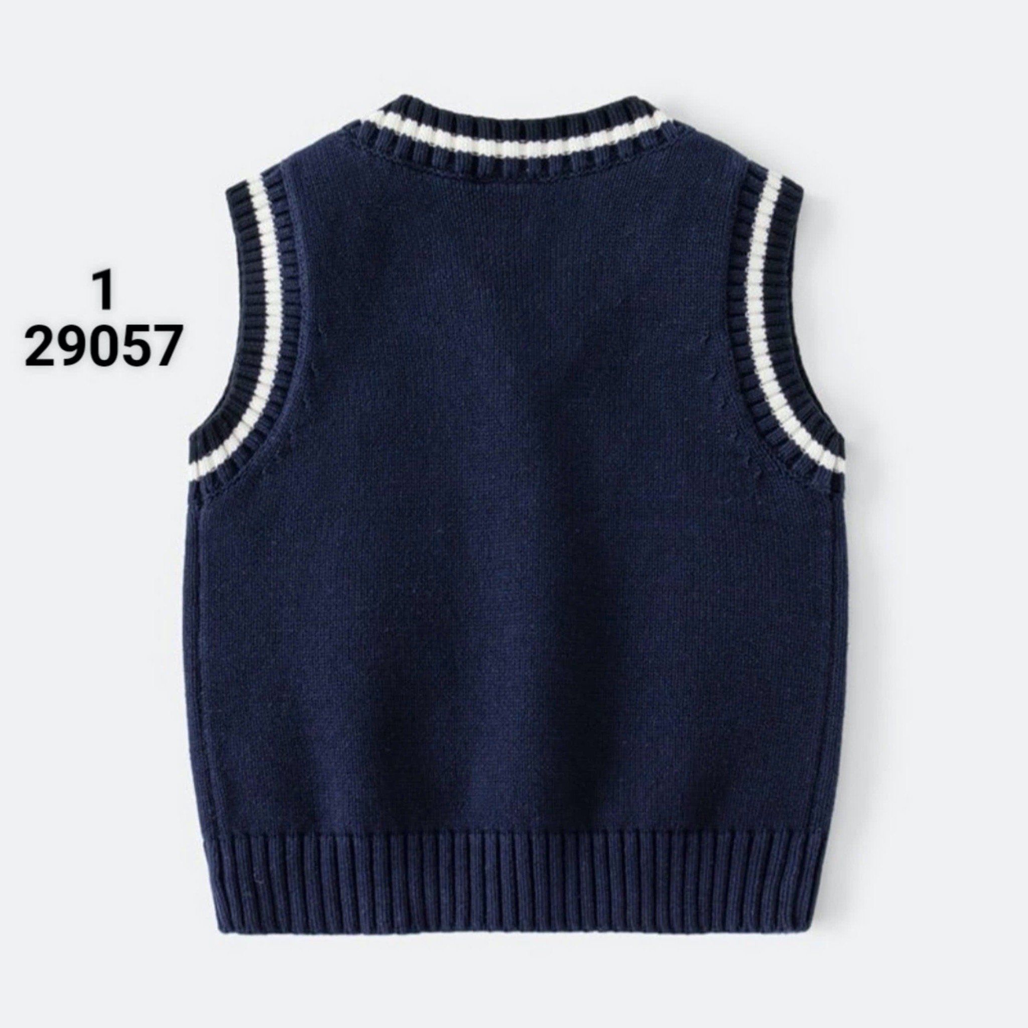 Gile len Wapypy cổ tim 2 màu navy/trắng bé trai size 90-130
