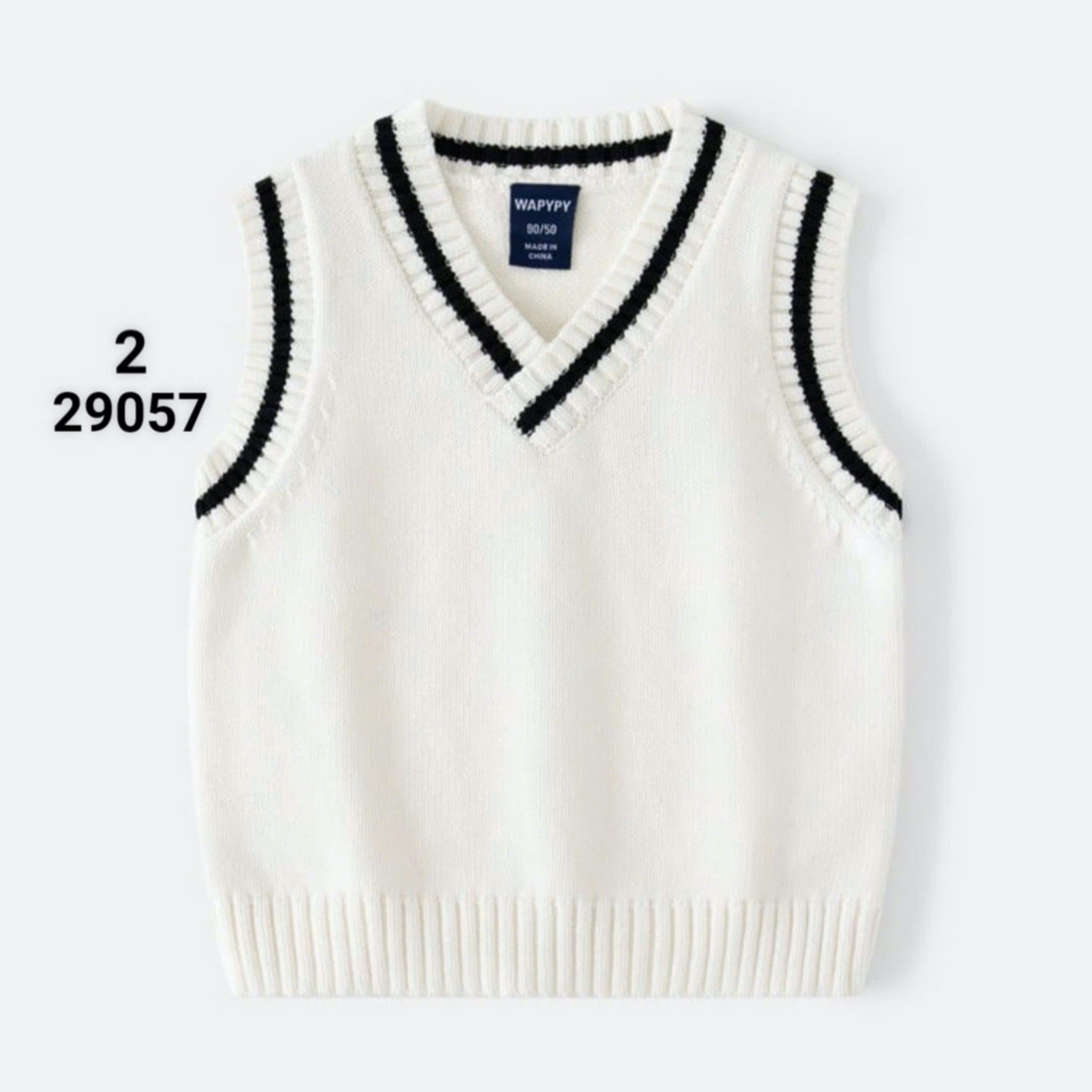 Gile len Wapypy cổ tim 2 màu navy/trắng bé trai size 90-130