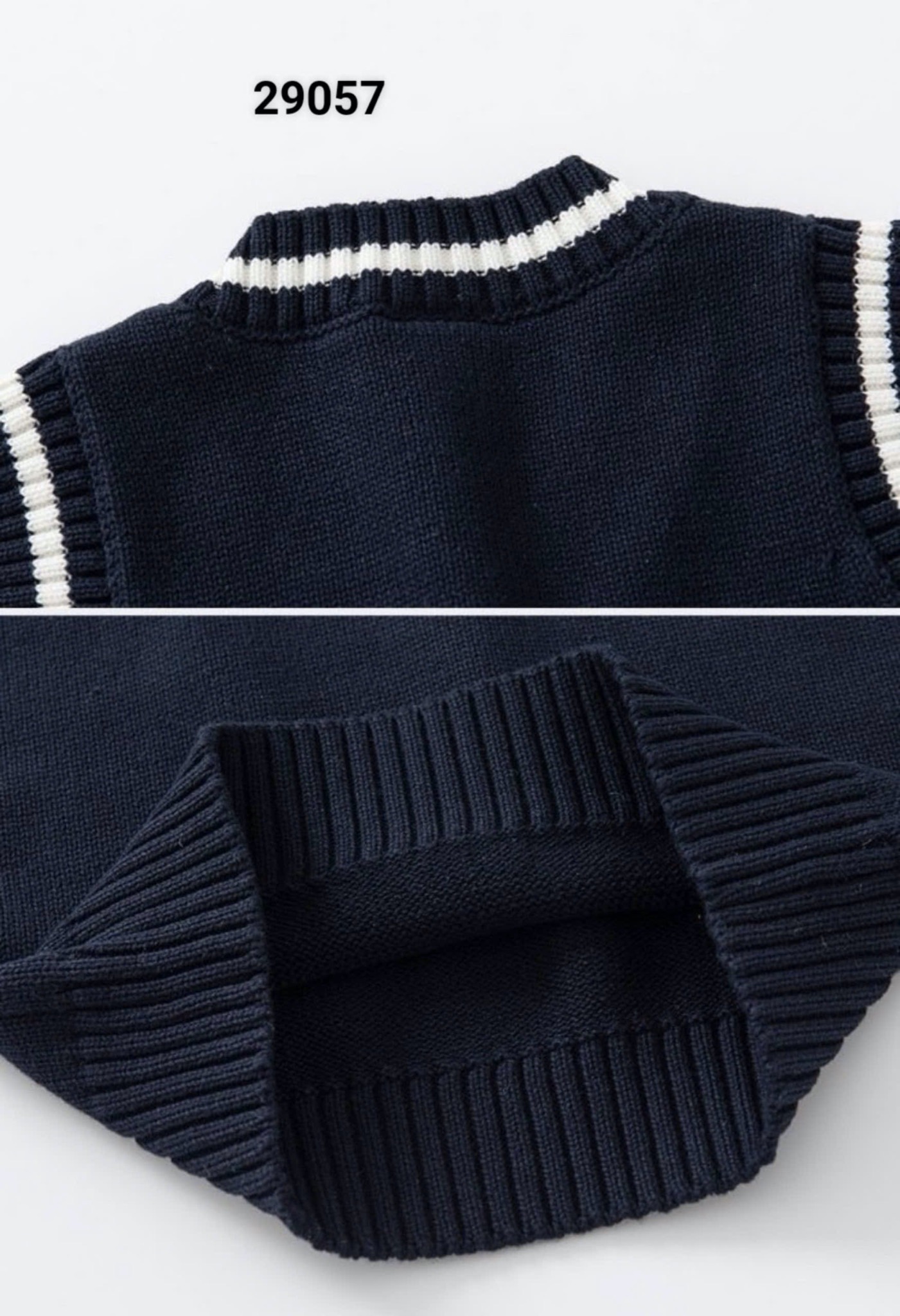 Gile len Wapypy cổ tim 2 màu navy/trắng bé trai size 90-130