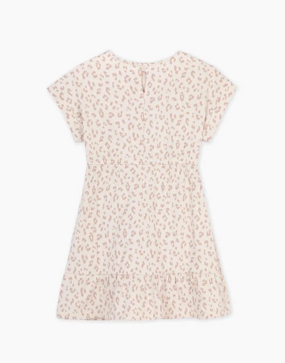 Váy thun da báo GGJJ dư xịn 2 màu be hồng, ghi bé gái size 2-8y