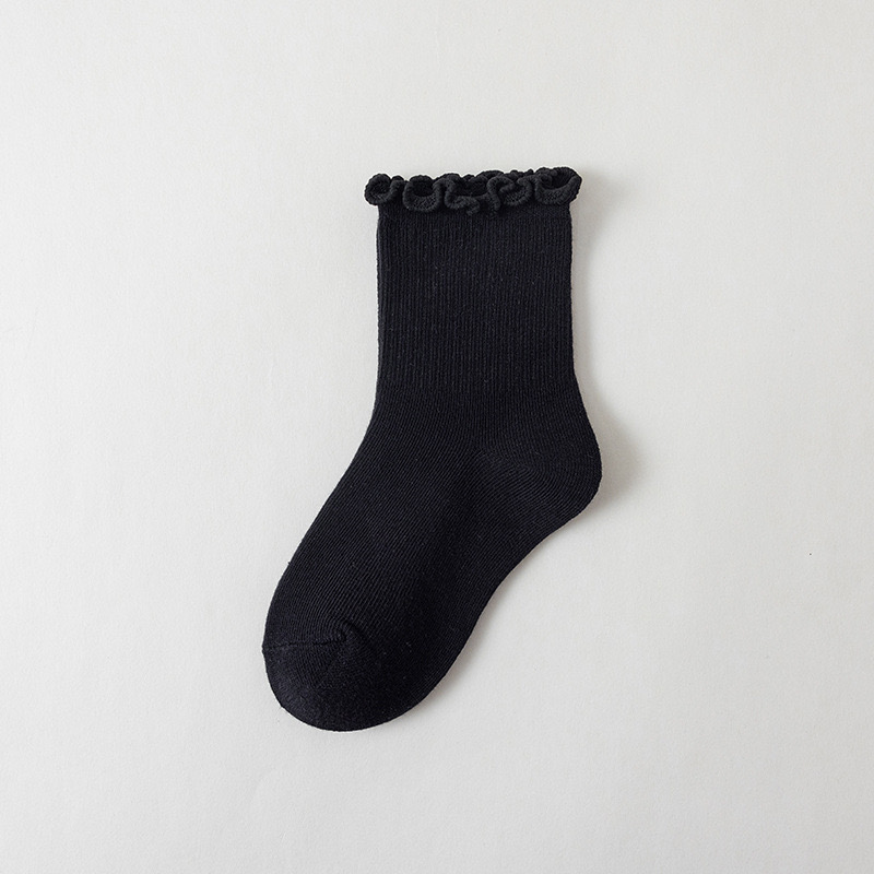 Tất cổ nhún trơn màu trắng, ghi, kem, đen cho bé gái size 1-12y