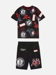 Bộ thể thao bóng rổ NBA đen Marvel in tràn size 2 - 8y