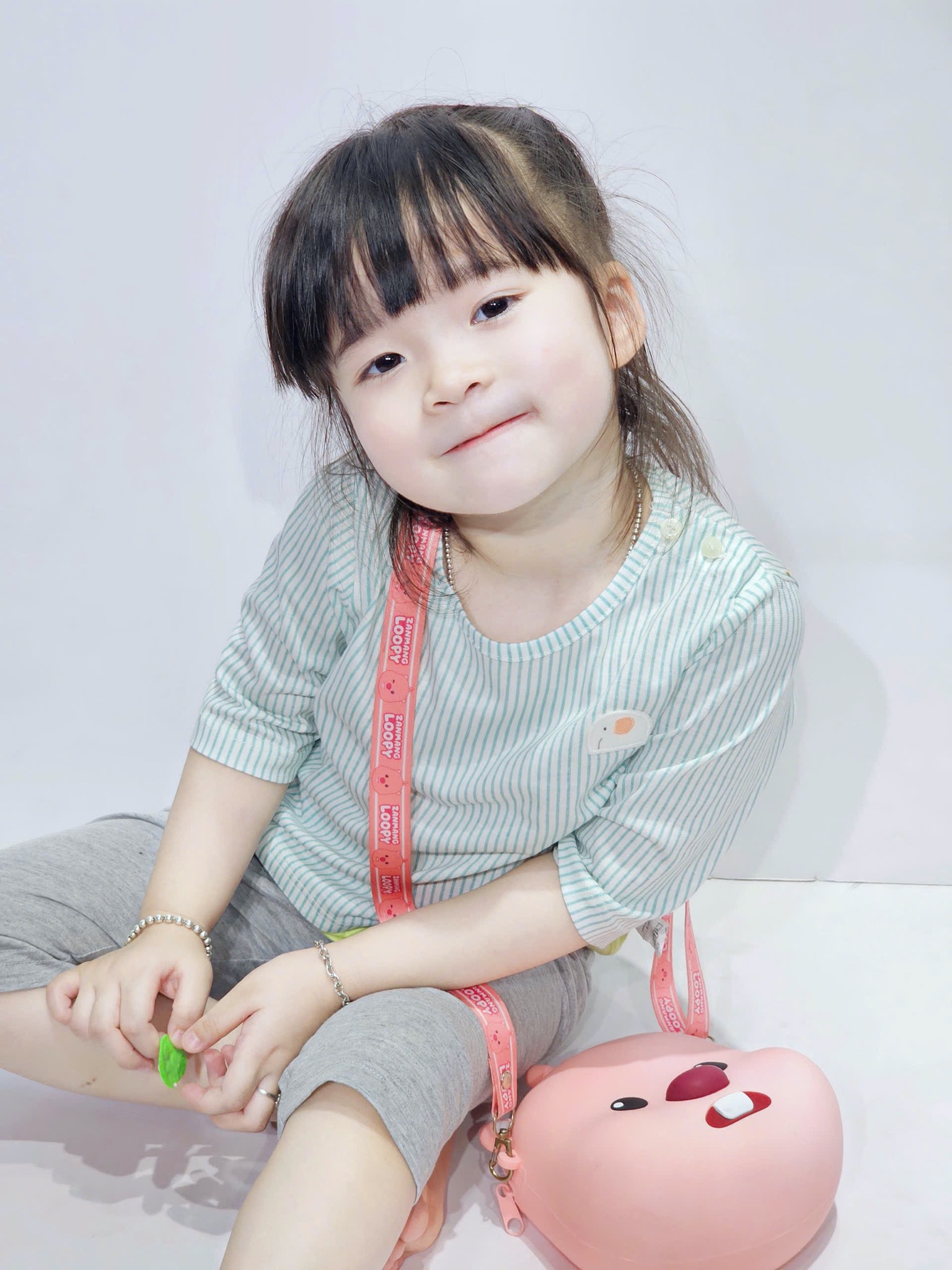 Bộ kẻ xanh Little Haven xuất Hàn đính hình voi cho bé size 80-130