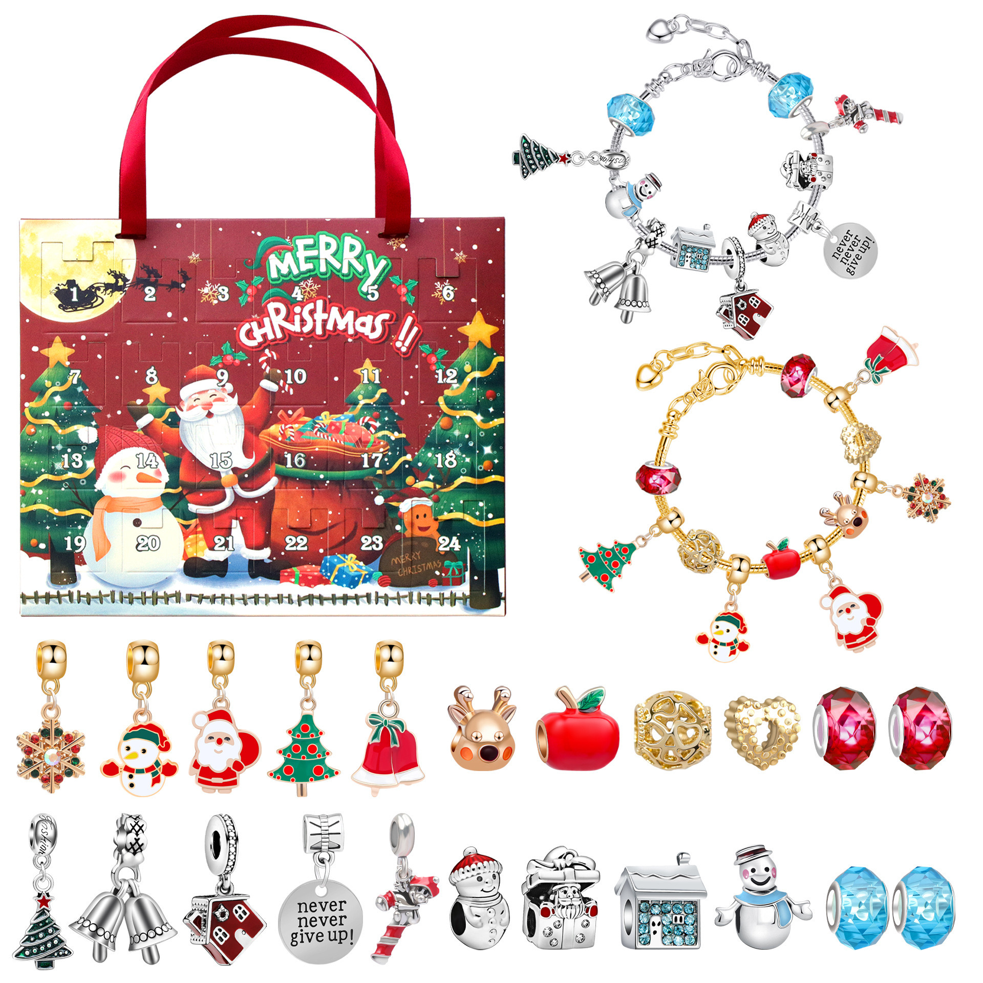 Hộp quà noel ngẫu nhiên - vòng tay kèm charm chủ đề noel cho bé
