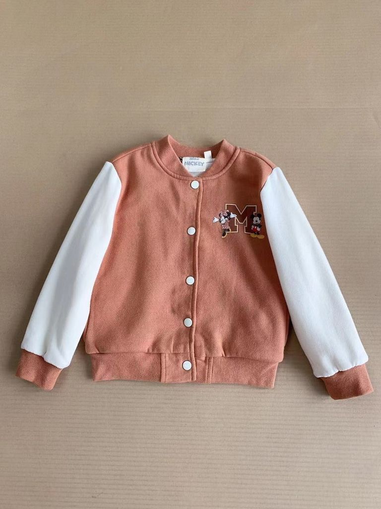 Áo khoác bomber Disney Mickey màu nâu phối tay be size 1-5y