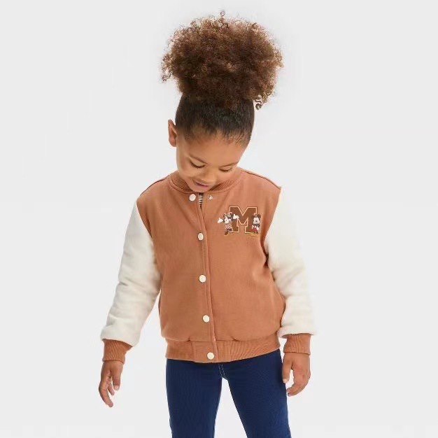 Áo khoác bomber Disney Mickey màu nâu phối tay be size 1-5y