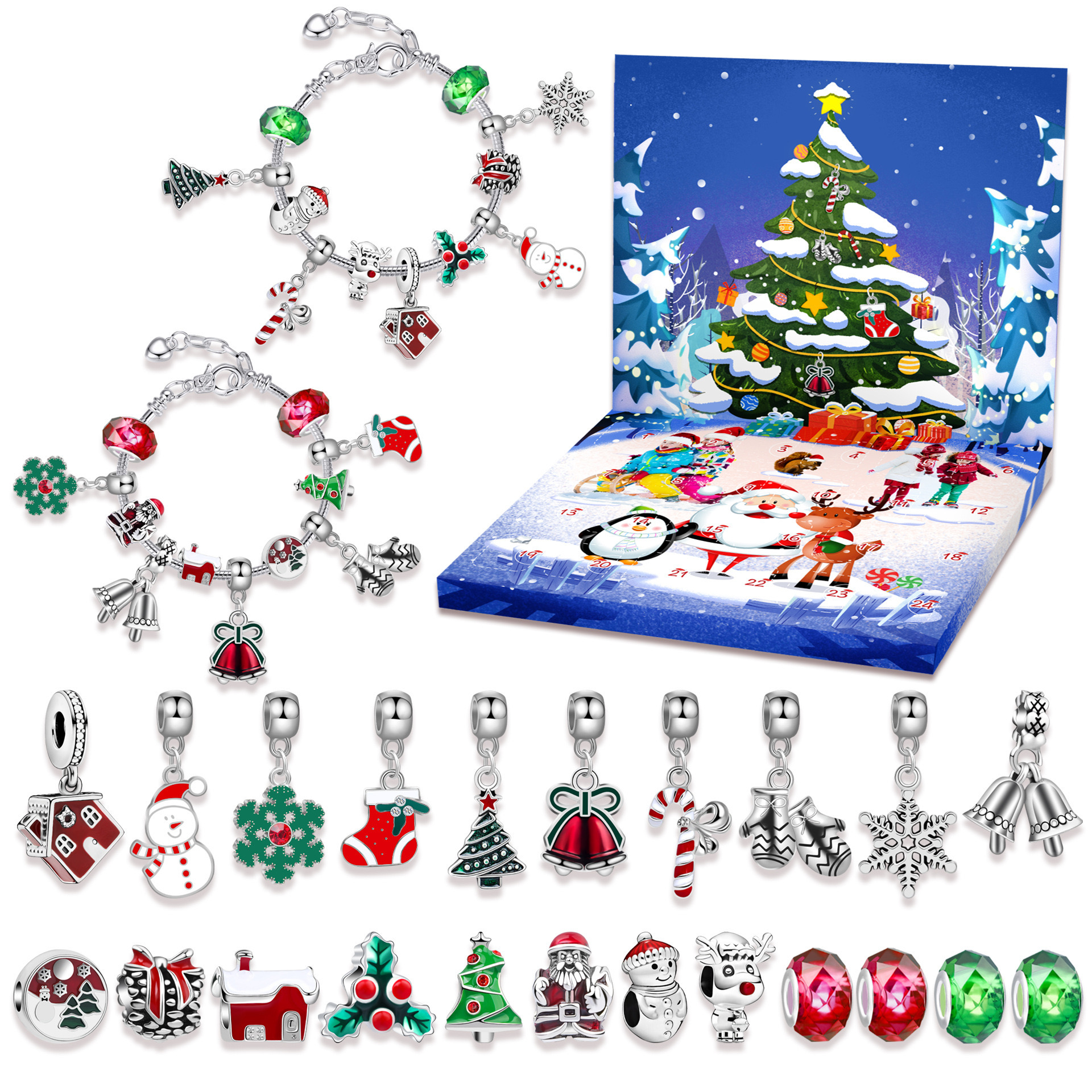 Hộp quà noel ngẫu nhiên - vòng tay kèm charm chủ đề noel cho bé