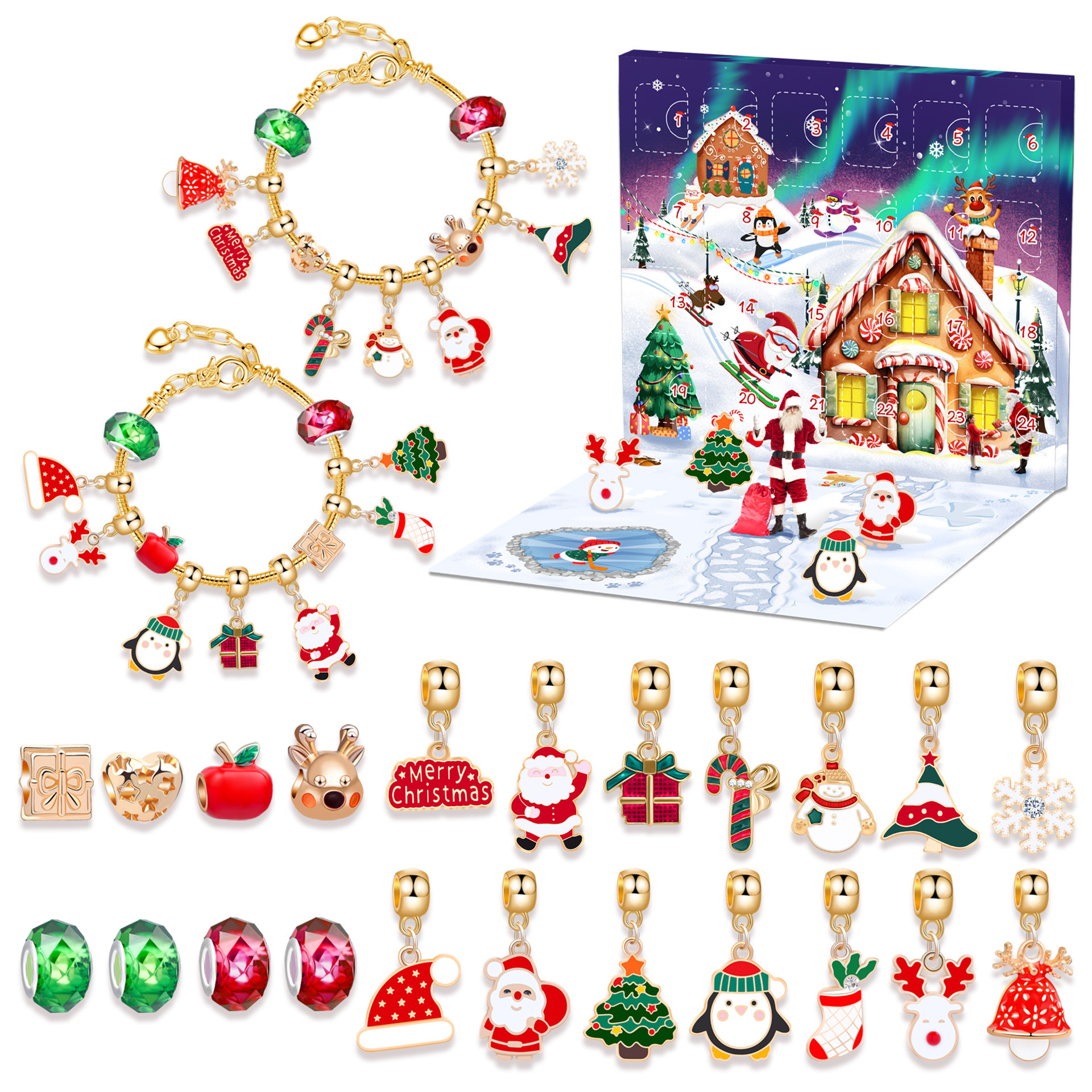Hộp quà noel ngẫu nhiên - vòng tay kèm charm chủ đề noel cho bé