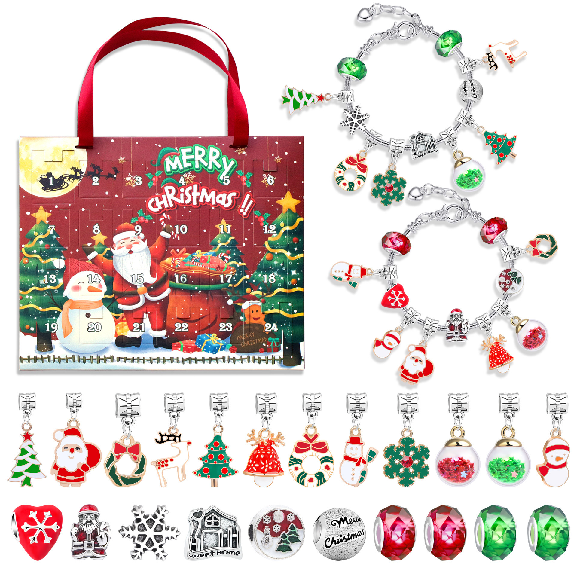 Hộp quà noel ngẫu nhiên - vòng tay kèm charm chủ đề noel cho bé