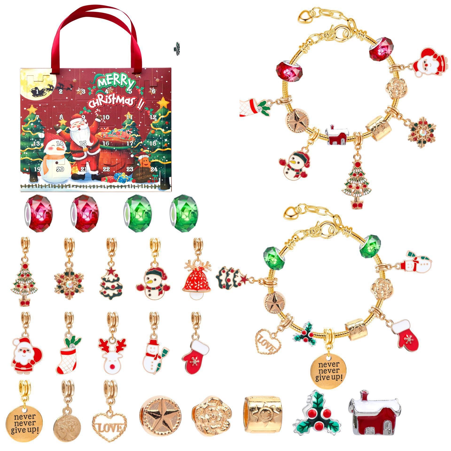 Hộp quà noel ngẫu nhiên - vòng tay kèm charm chủ đề noel cho bé