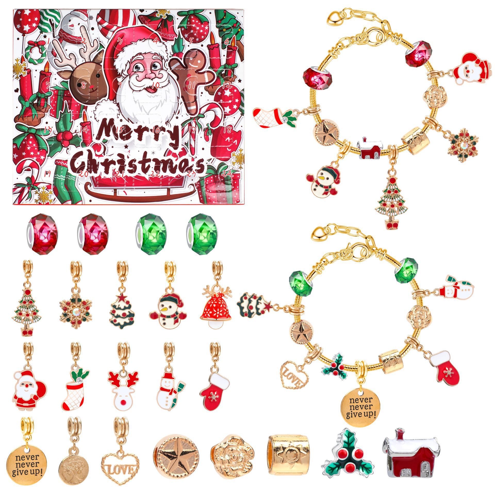 Hộp quà noel ngẫu nhiên - vòng tay kèm charm chủ đề noel cho bé