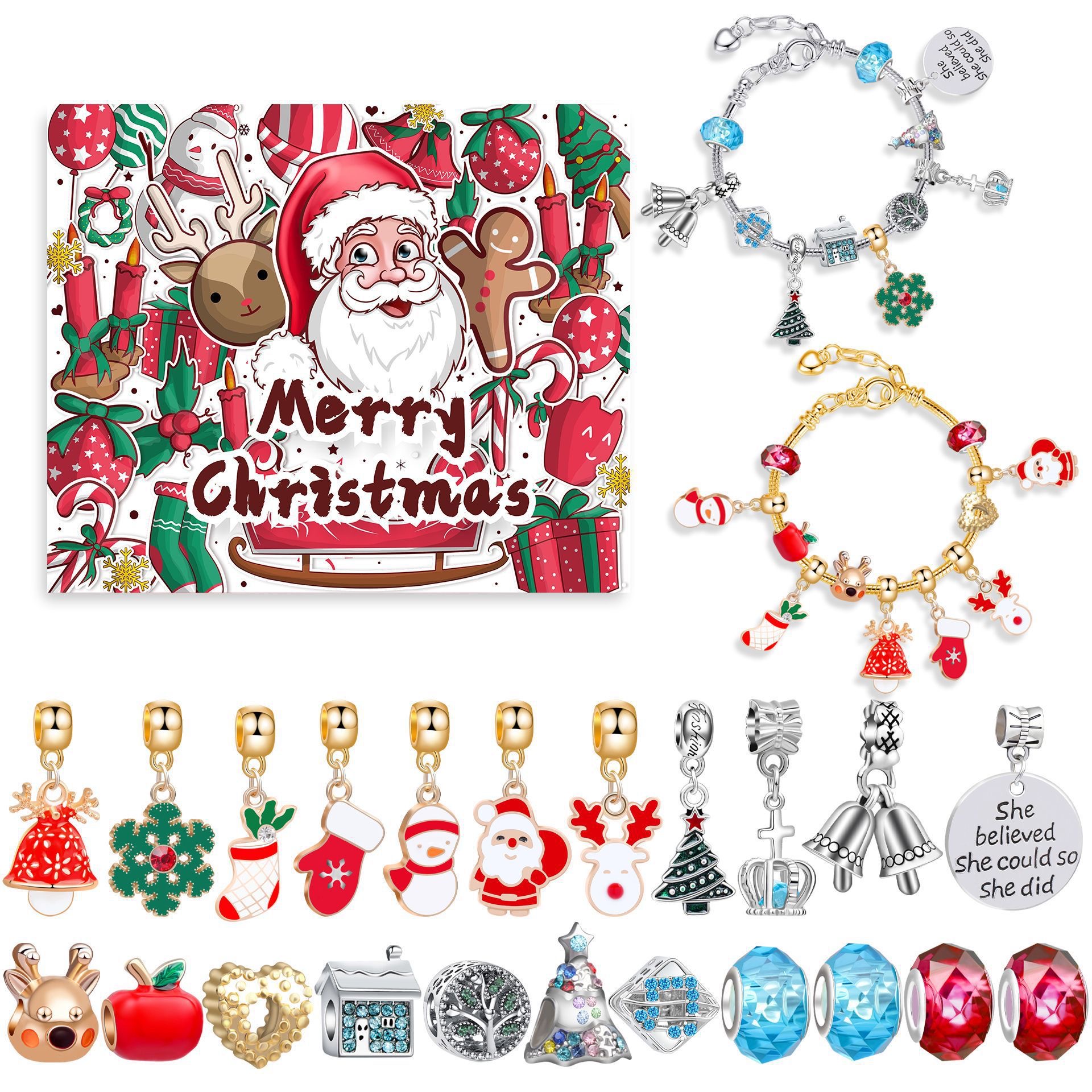 Hộp quà noel ngẫu nhiên - vòng tay kèm charm chủ đề noel cho bé