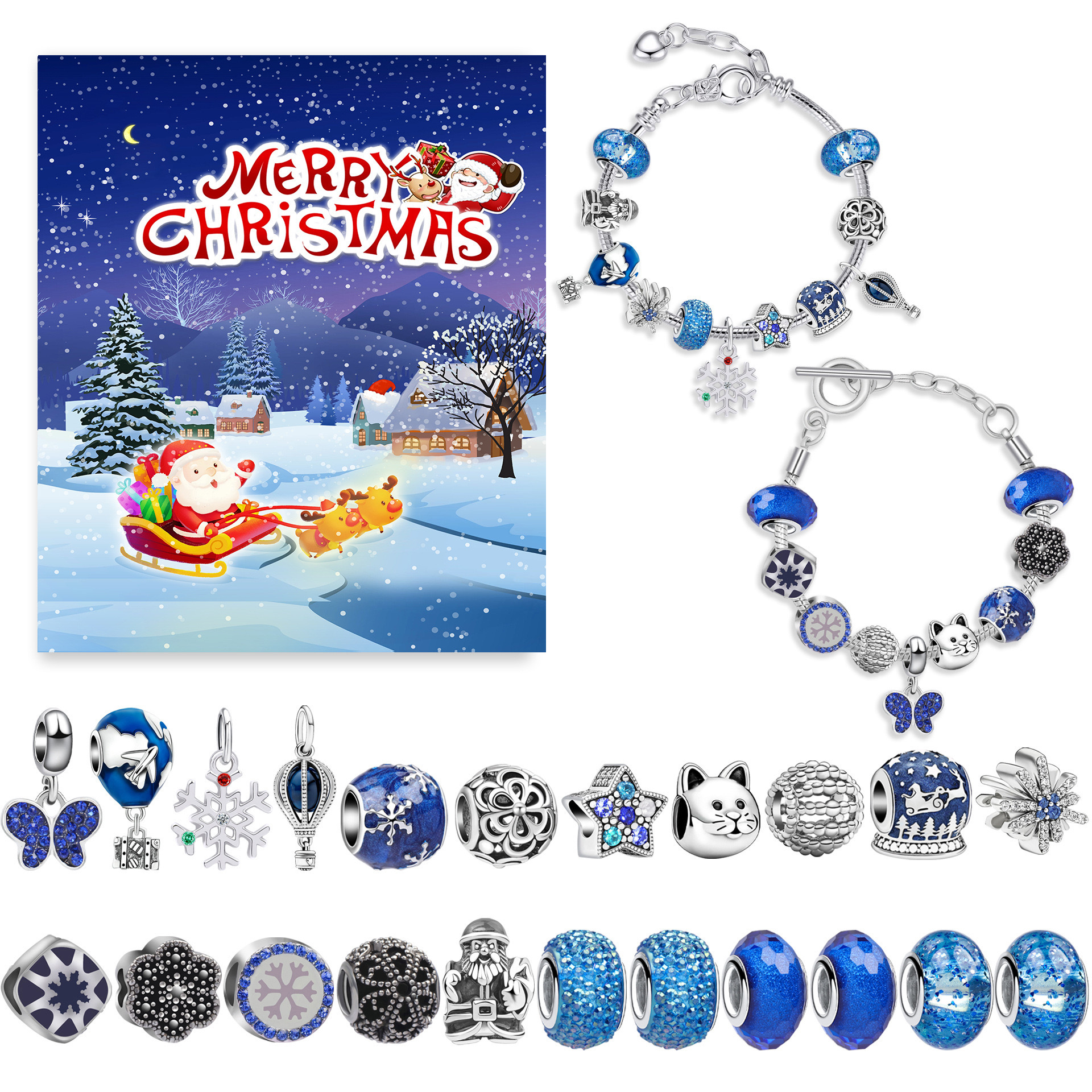 Hộp quà noel ngẫu nhiên - vòng tay kèm charm chủ đề noel cho bé