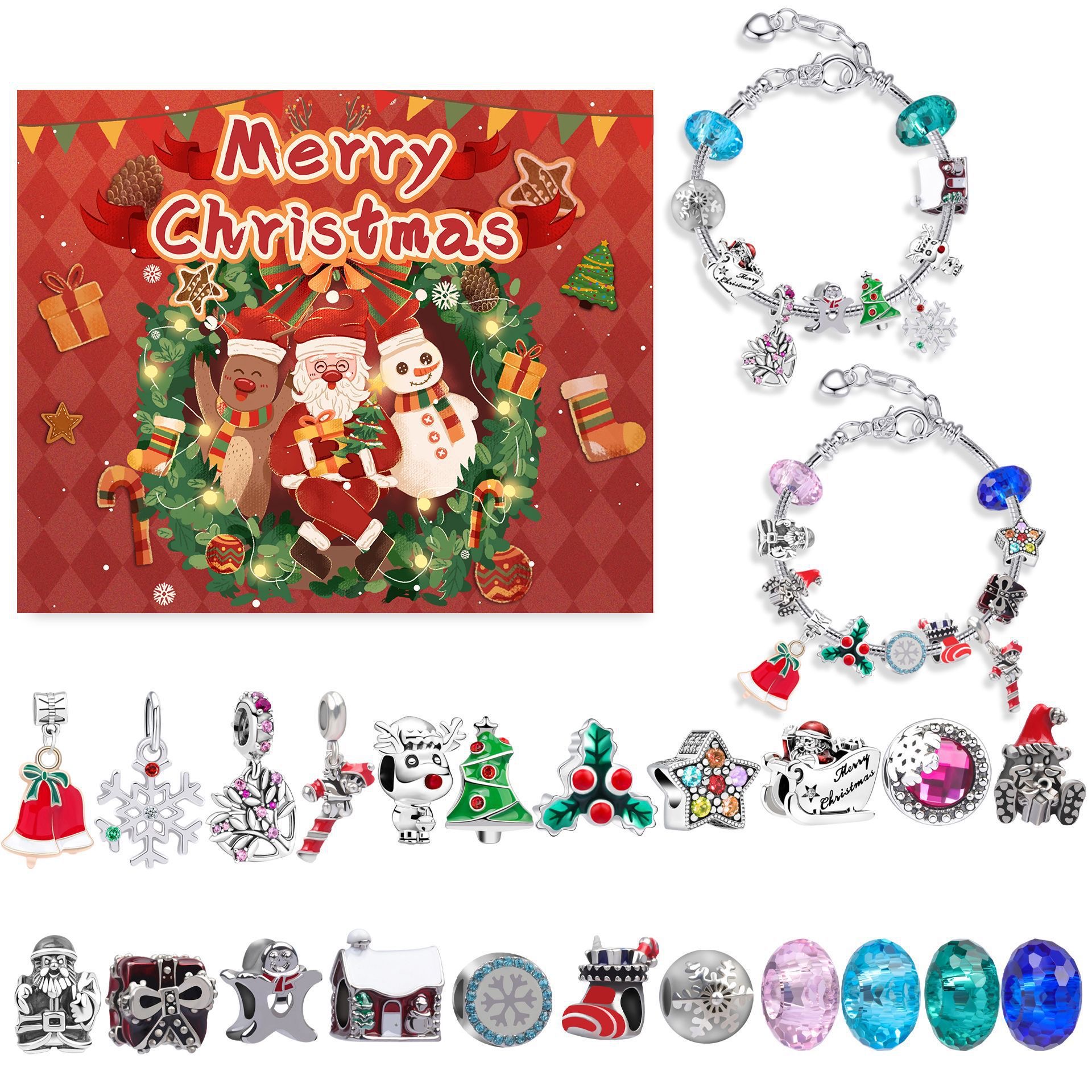 Hộp quà noel ngẫu nhiên - vòng tay kèm charm chủ đề noel cho bé