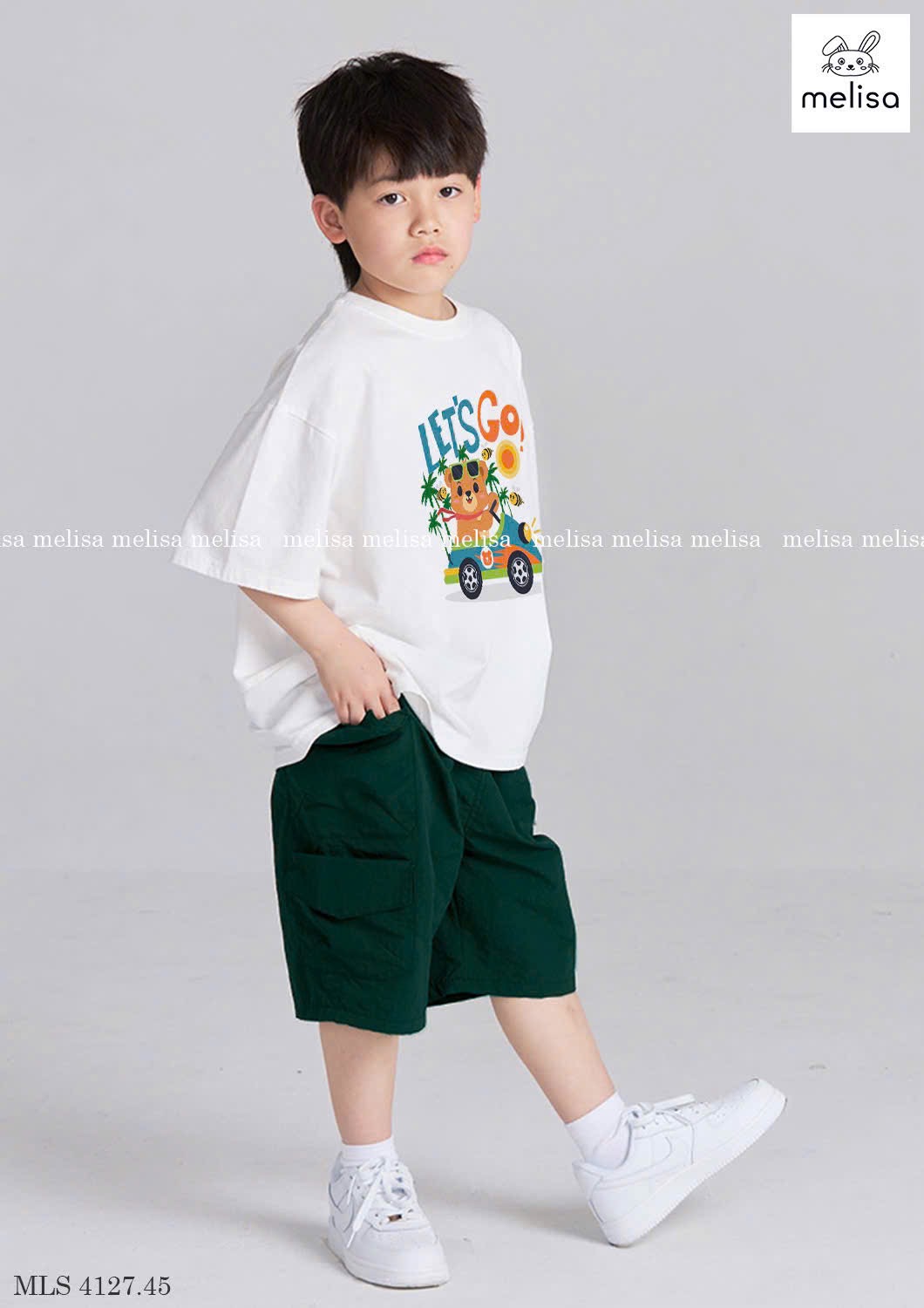 MLS 4127 - Bộ cotton Melisa áo trắng Let