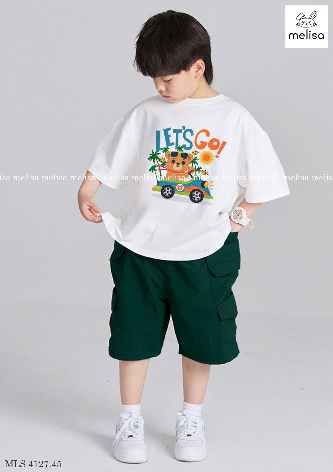 MLS 4127 - Bộ cotton Melisa áo trắng Let