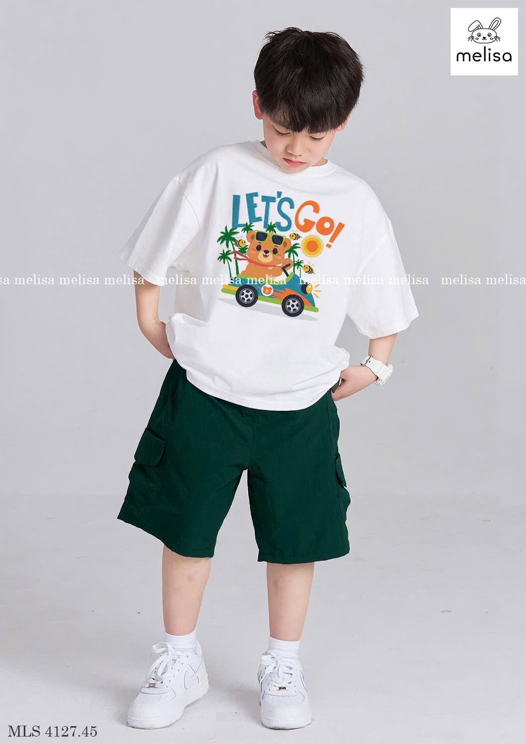 MLS 4127 - Bộ cotton Melisa áo trắng Let