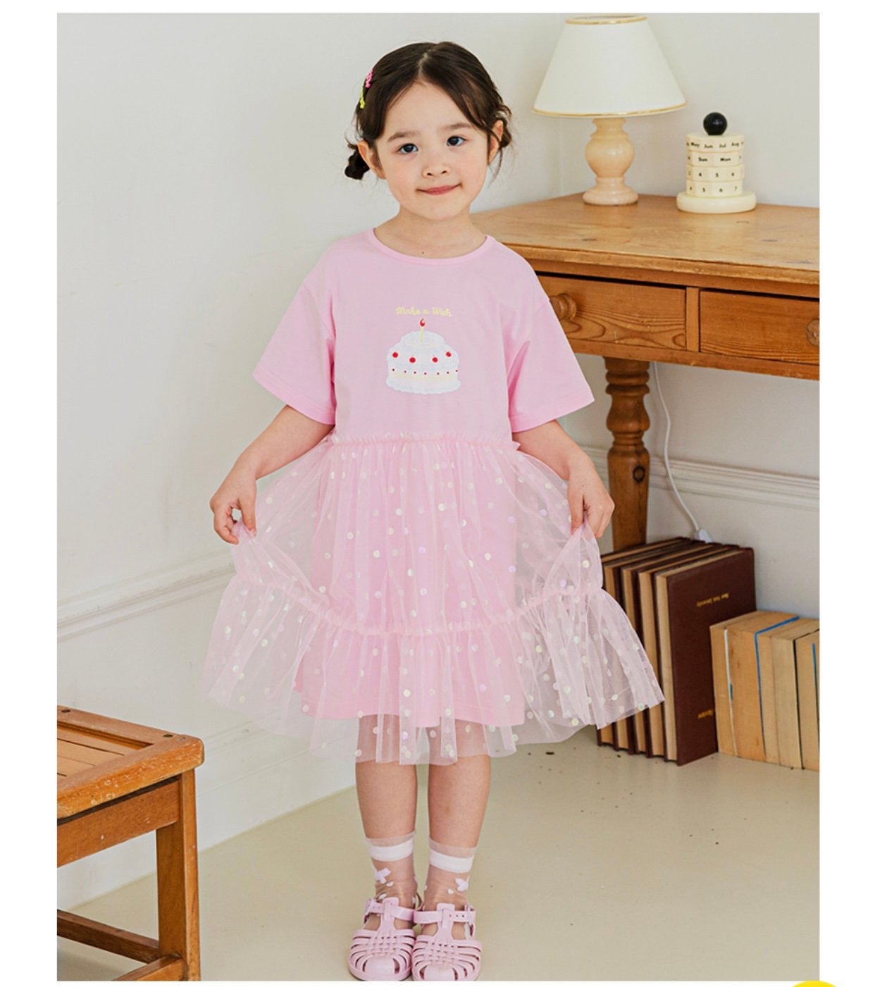 Váy cotton Bebezoo phối ren mềm bánh sinh nhật 2 màu hồng/xanh size 100-140