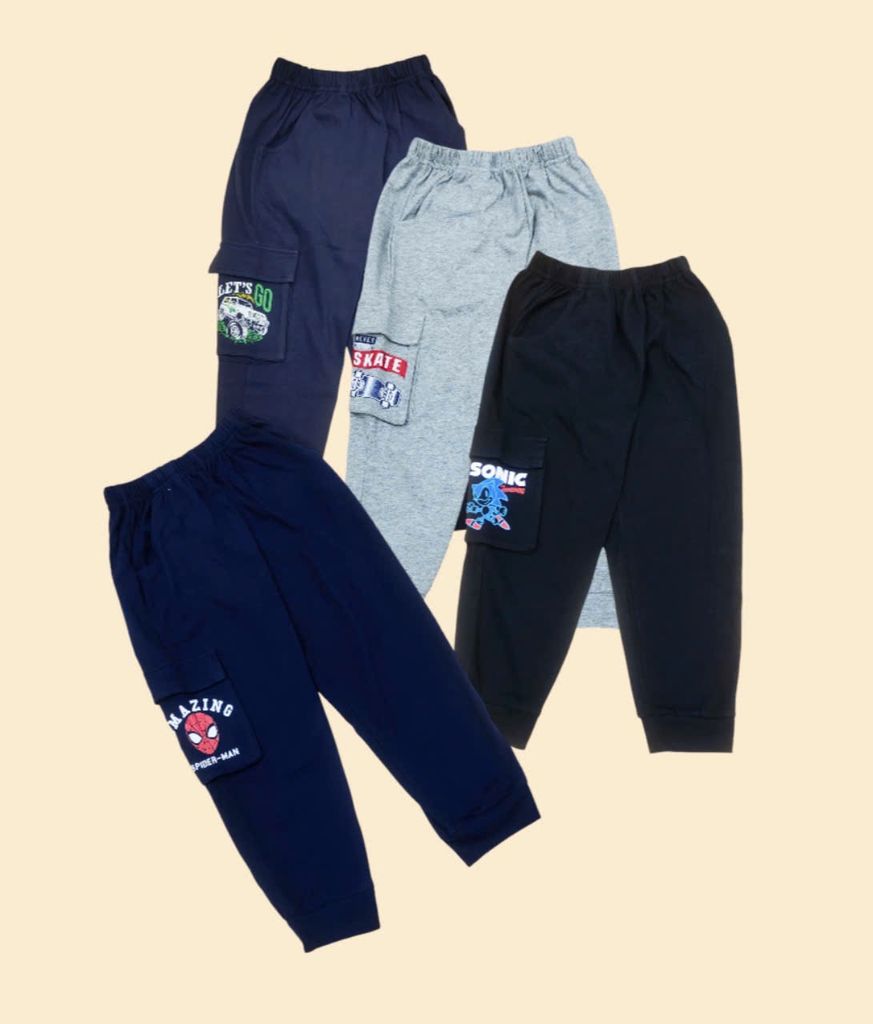 Quần cotton jogger túi hộp bé trai nhiều màu size 2-8y
