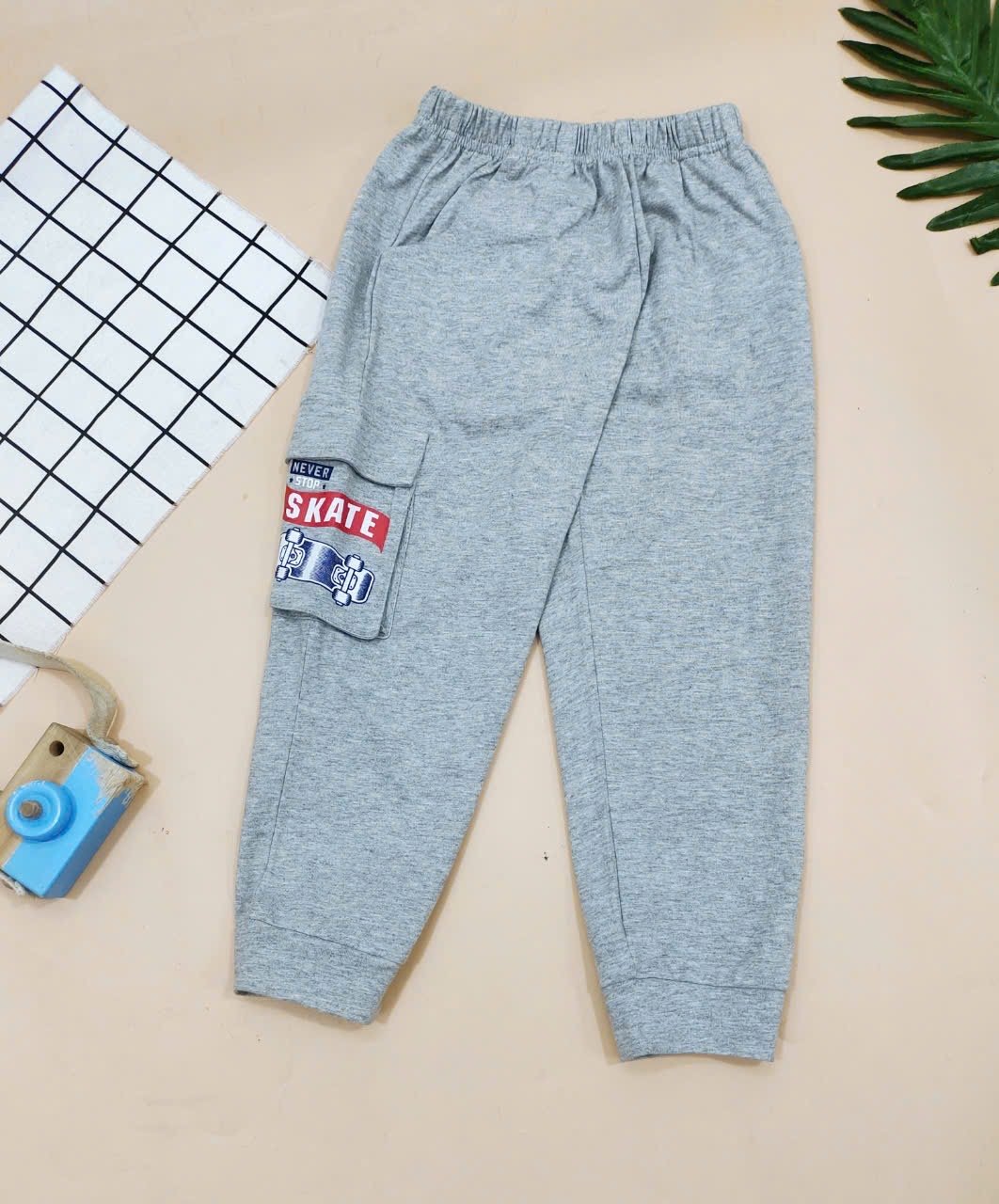 Quần cotton jogger túi hộp bé trai nhiều màu size 2-8y