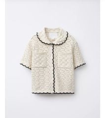 Áo len dệt ZR màu be viền đen size 6 - 14y