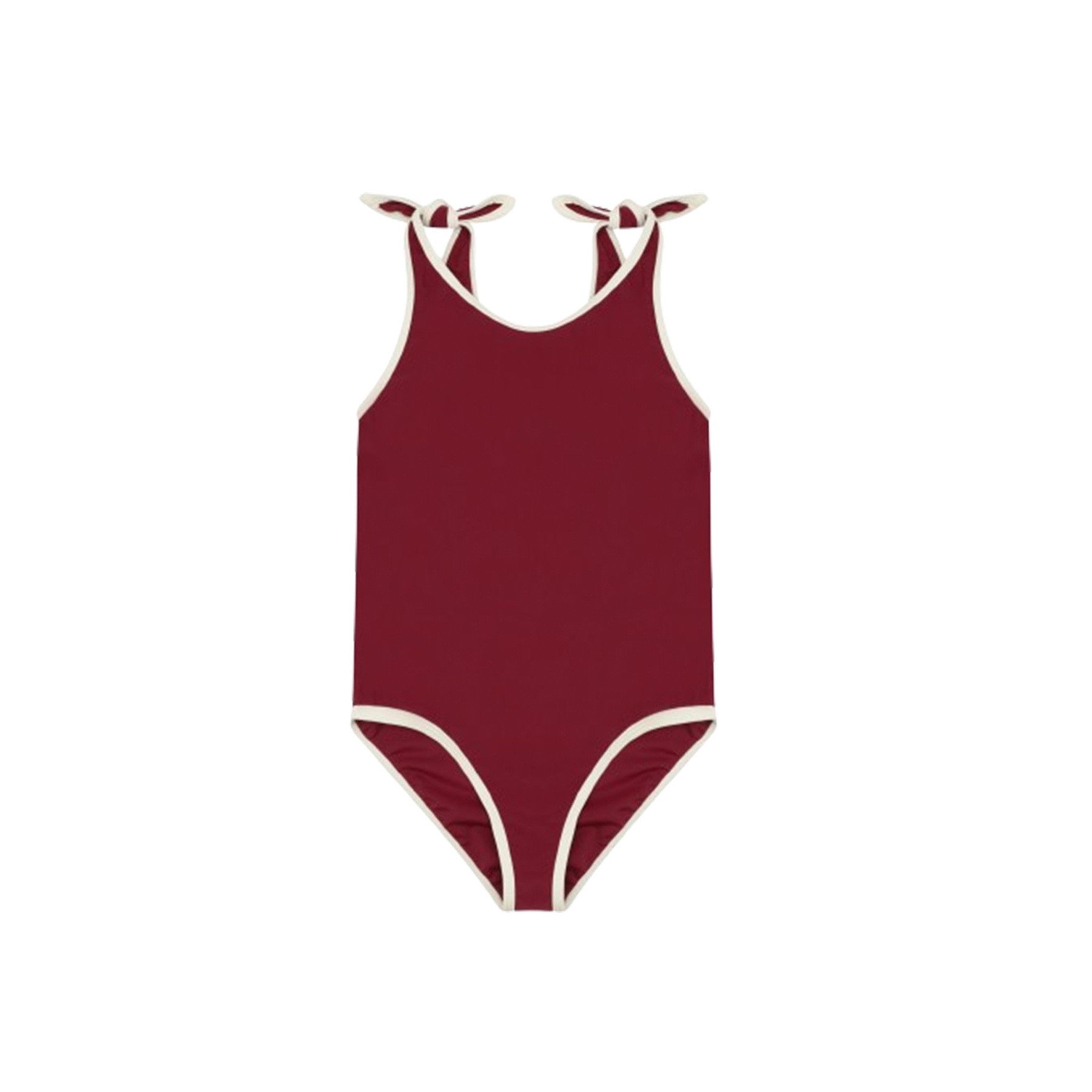Bộ bơi liền thân kèm mũ trơn màu viền trắng nhiều màu bé gái size 80-130