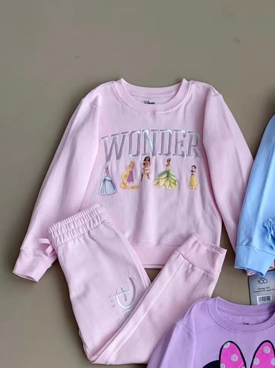 Bộ nỉ bông Disney nhiều hình Bé Gái size 3 - 10y