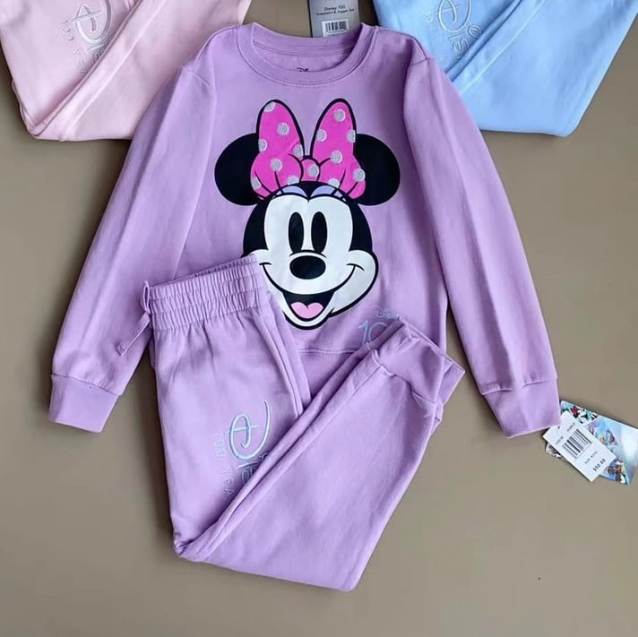 Bộ nỉ bông Disney nhiều hình Bé Gái size 3 - 10y