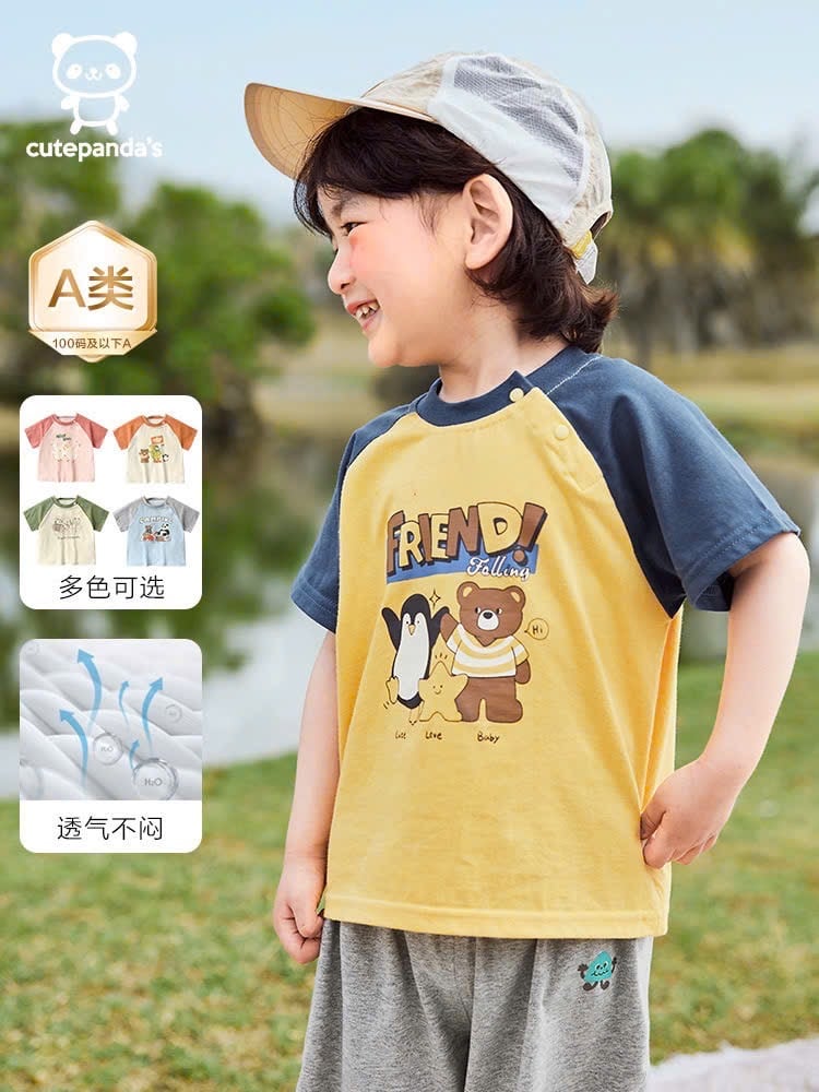 BM2 - Áo cotton Cutepanda tay giác lăng nhiều màu cho bé size 90-120